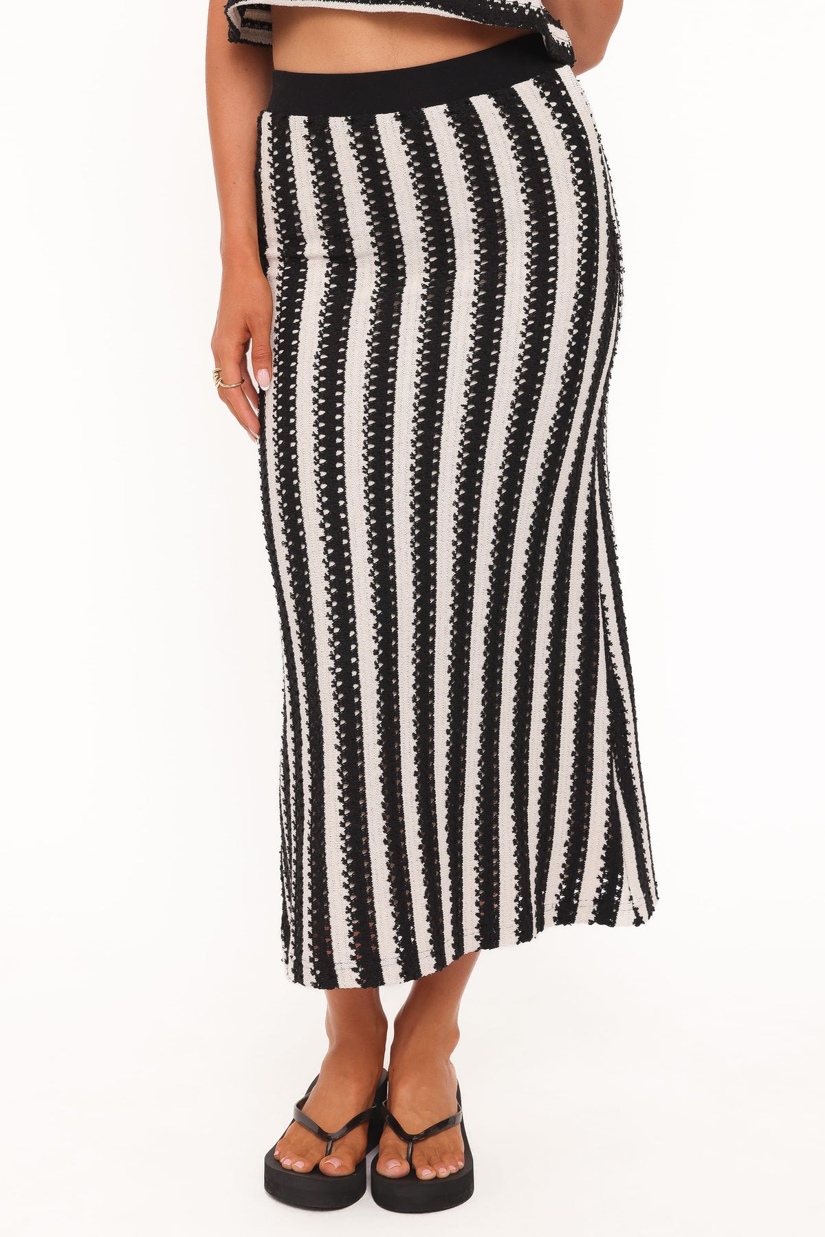 Jaden Knit Skirt Set in Black/White Stripe – view 6 of 8