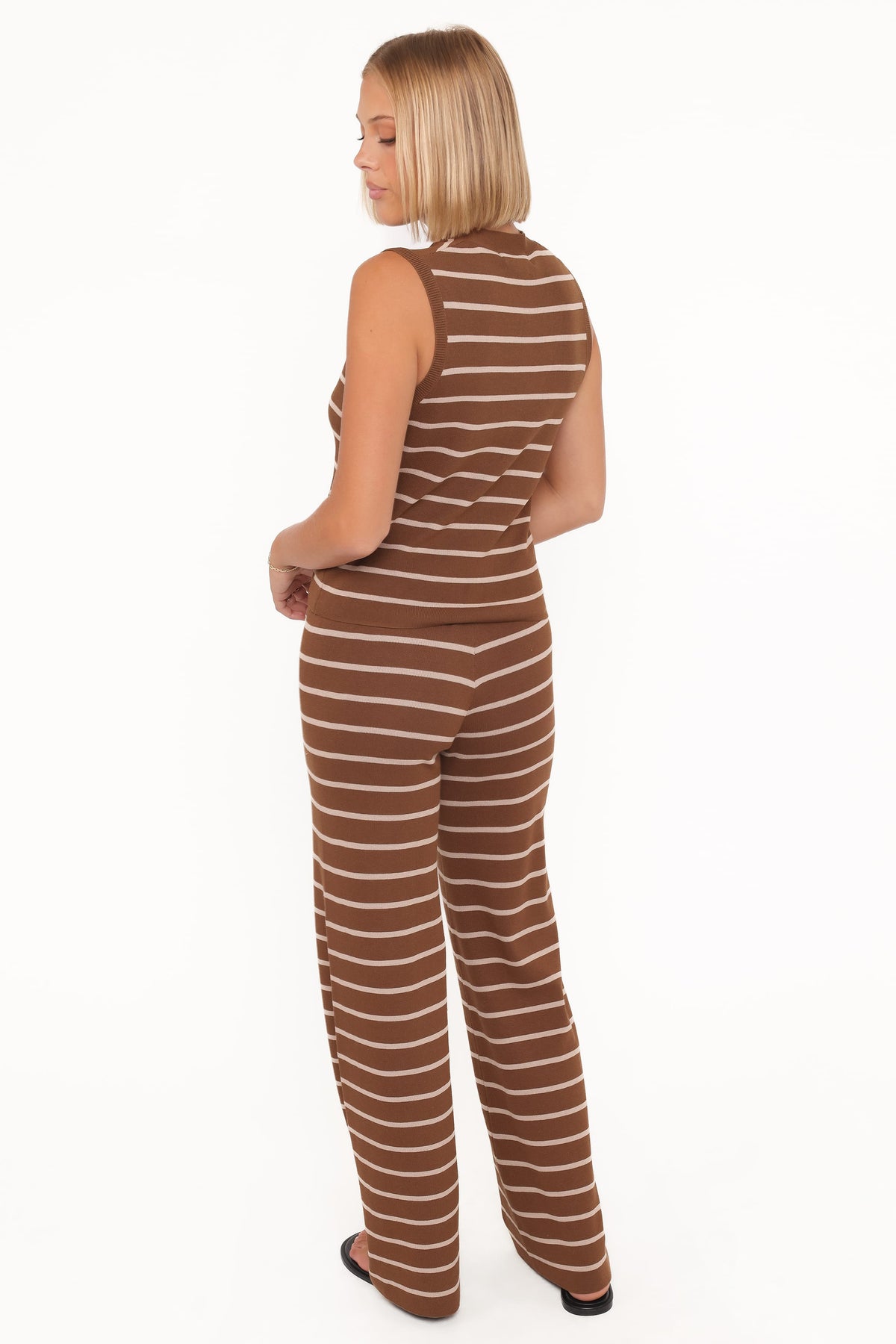Juna Knitted Pant Set in Brown/Cream Stripe – view 5 of 7