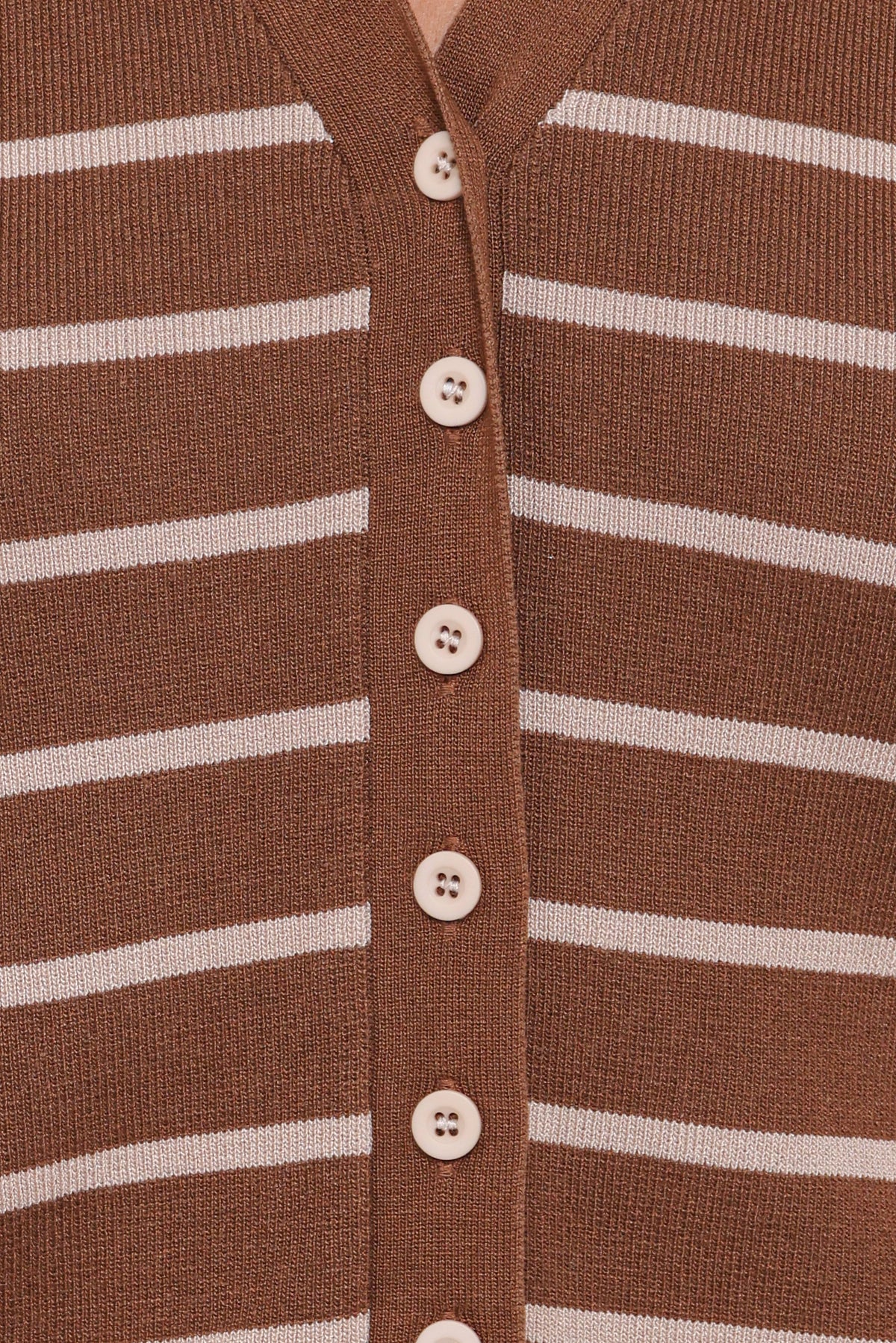 Juna Knitted Pant Set in Brown/Cream Stripe – view 6 of 7
