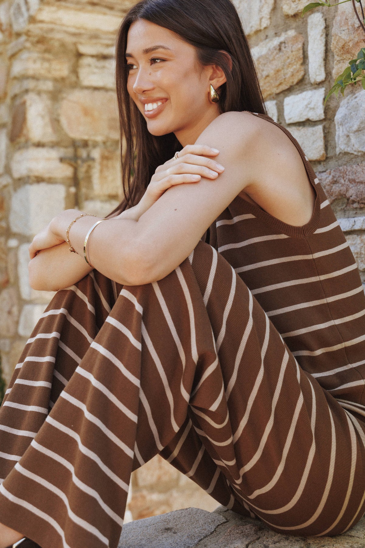 Juna Knitted Pant Set in Brown/Cream Stripe – view 7 of 7