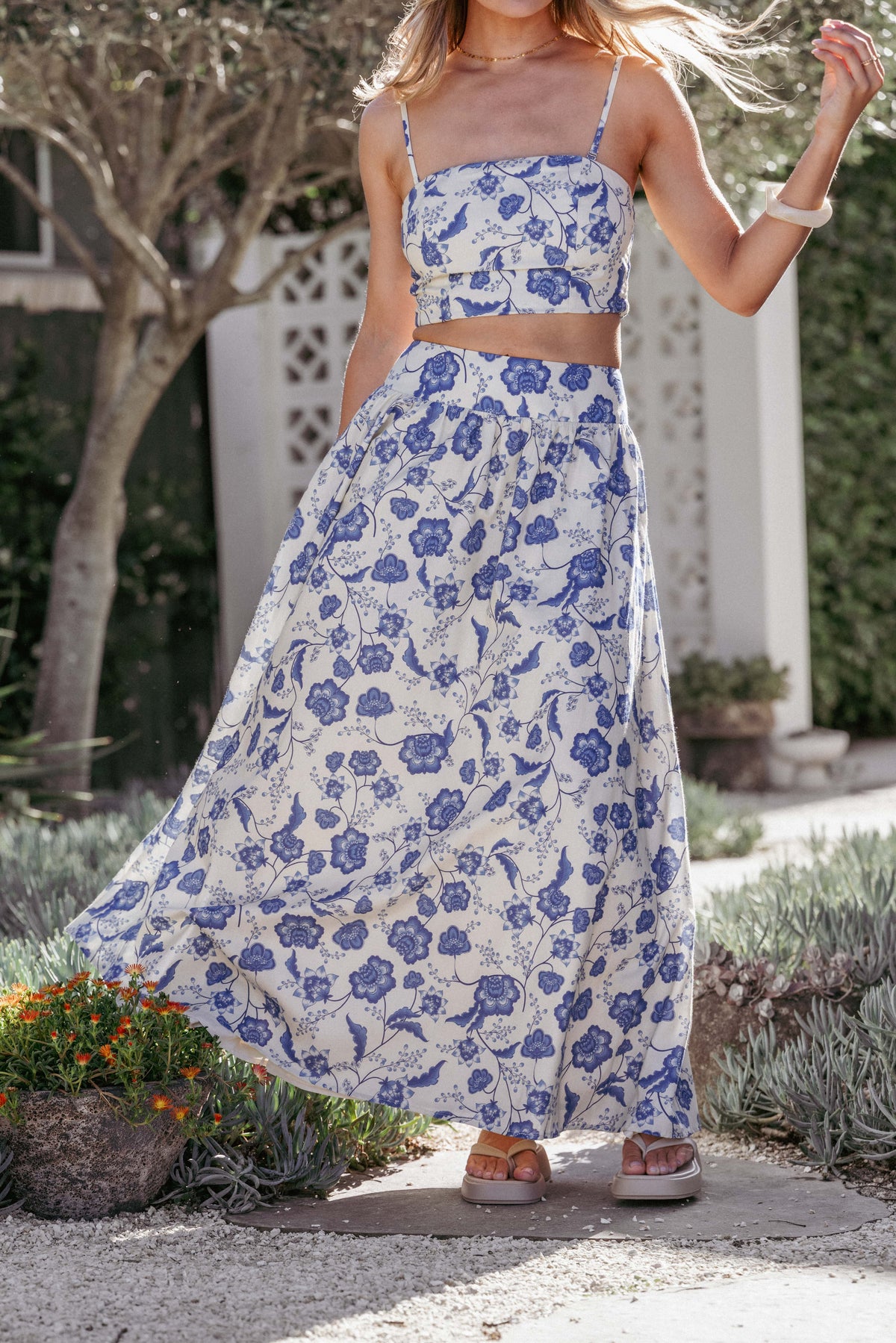 Kristy Maxi Skirt Set in Cream Floral – view 1 of 8