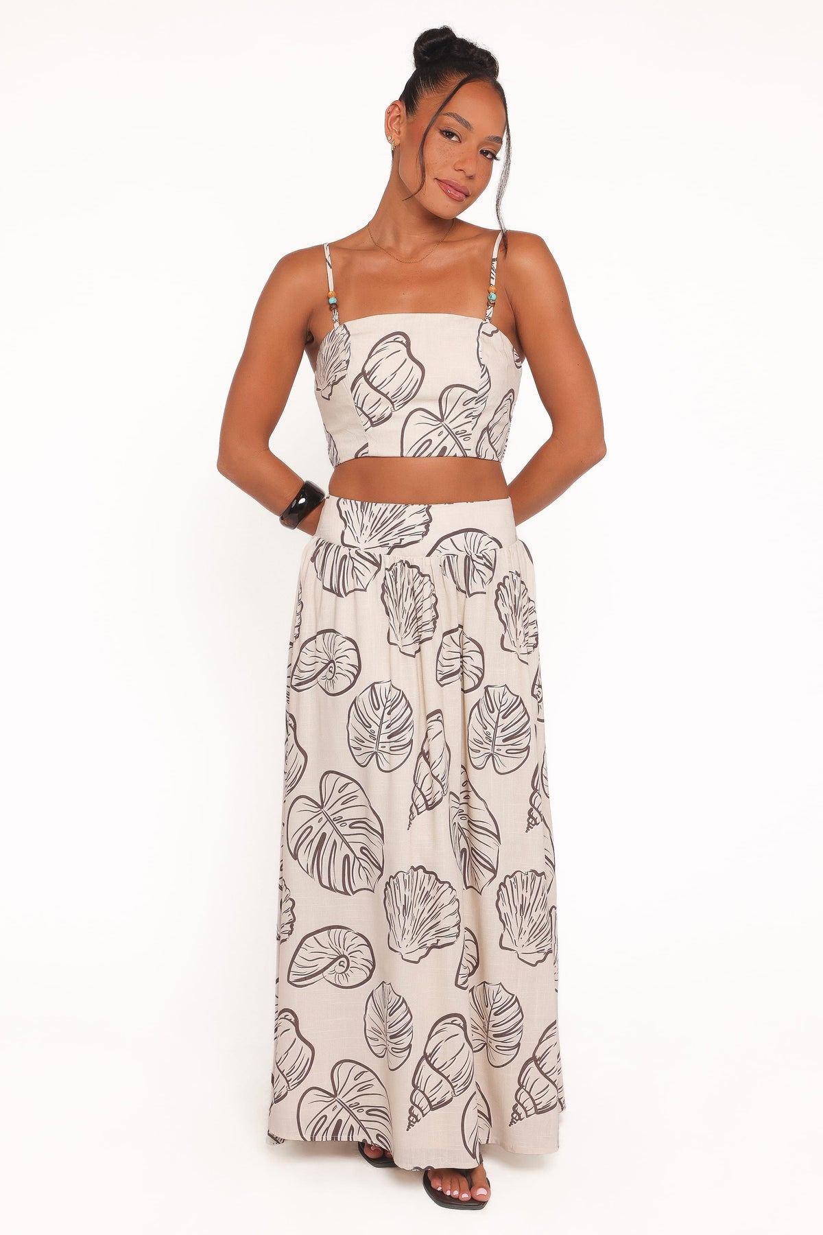 Kristy Maxi Skirt Set in Cream Shells – view 2 of 8