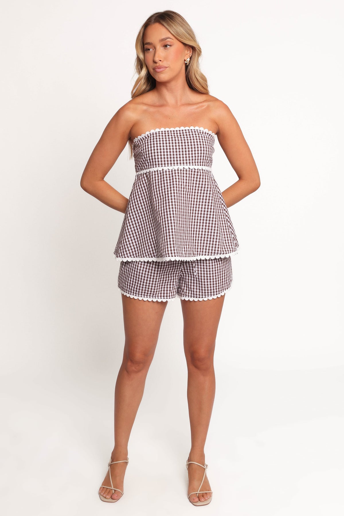 Kyle Two Piece Set in Chocolate Gingham – view 8 of 10