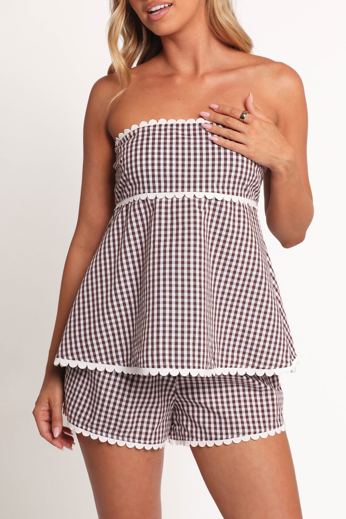 Kyle Two Piece Set in Chocolate Gingham – view 6 of 10