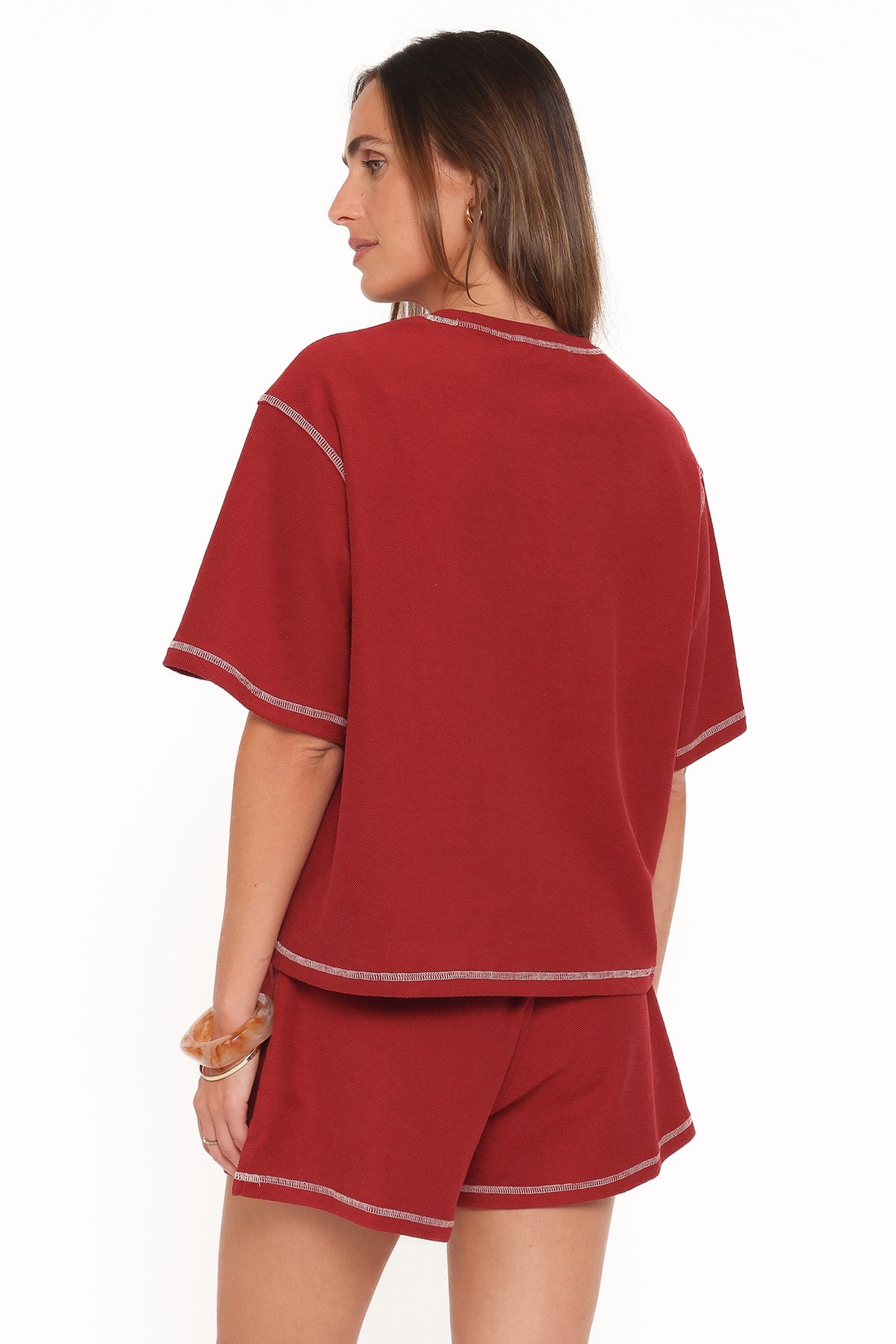 Melody Knit Short Set in Burgundy – view 5 of 6
