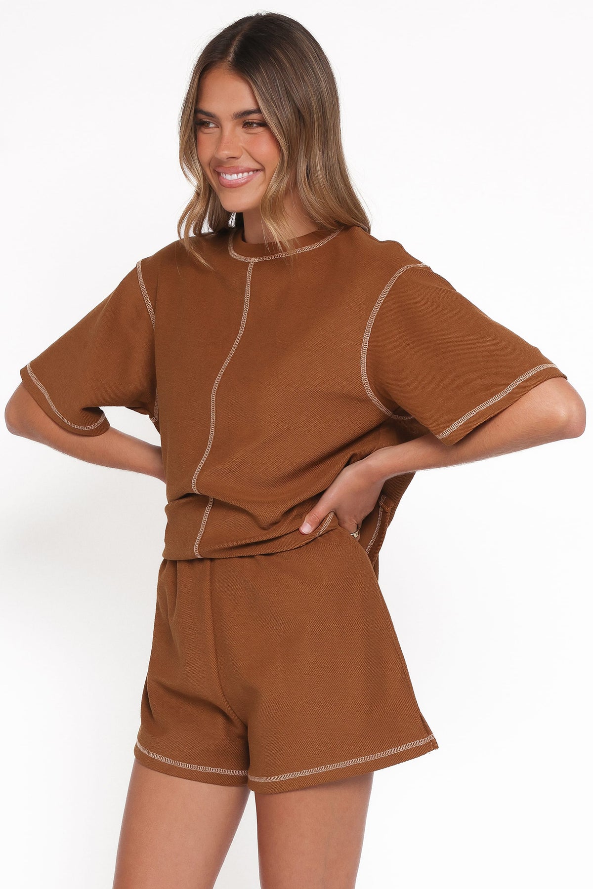 Melody Knit Short Set in Chocolate – view 3 of 7