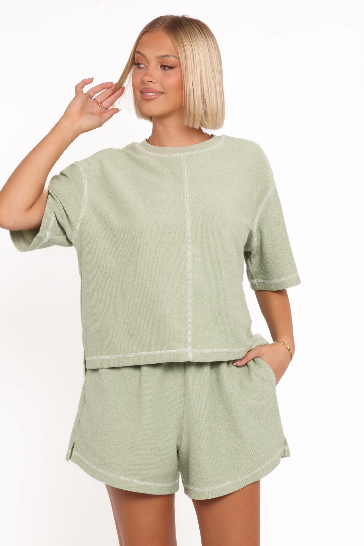 Melody Knit Short Set in Matcha – view 2 of 9