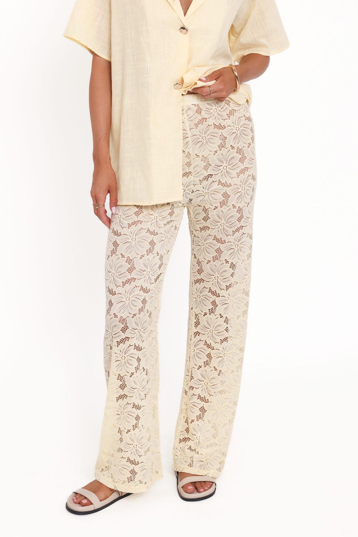 Mindy Lace Pant Set in Yellow – view 6 of 7