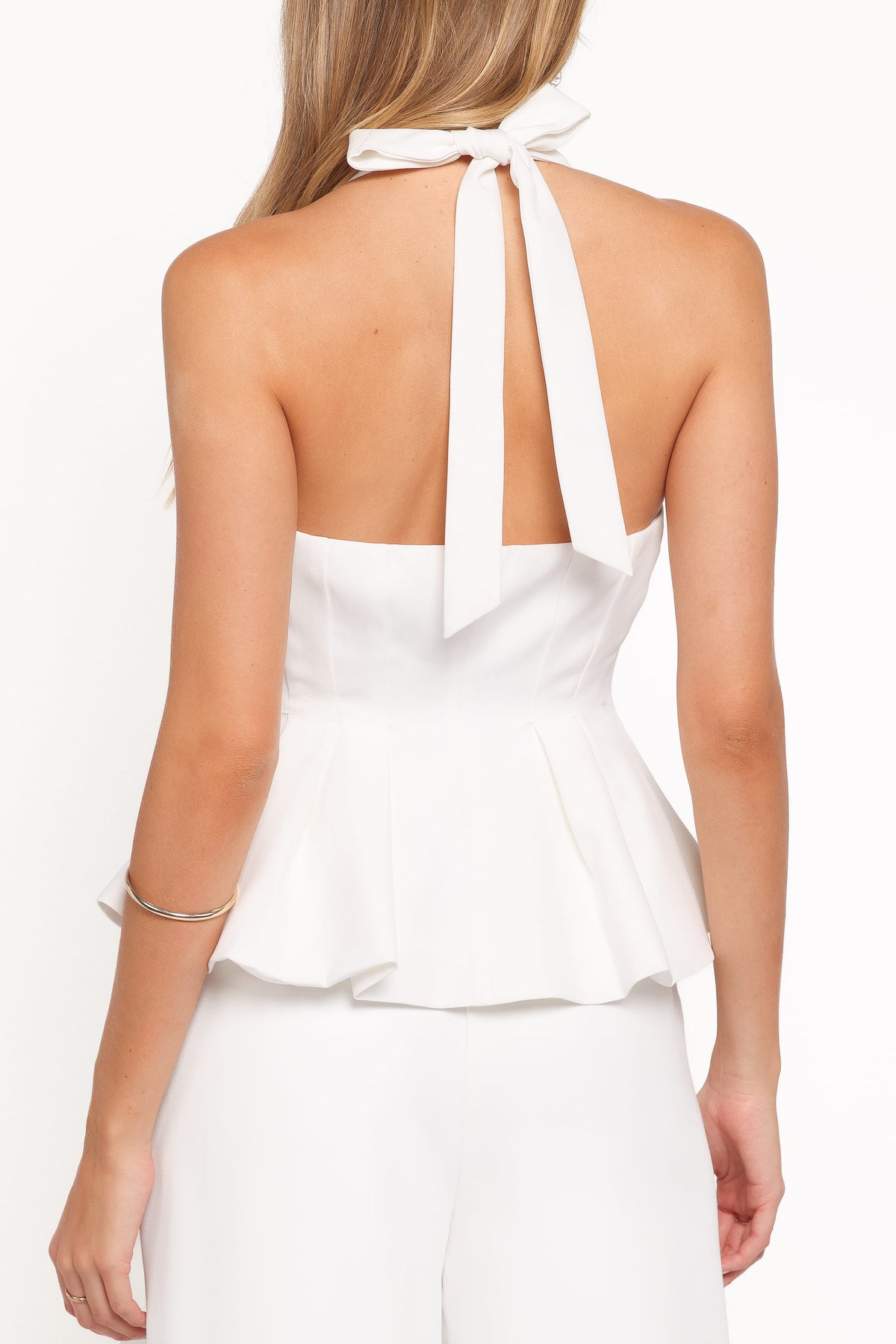 Odelia Halter Vest Pant Set in White – view 3 of 9