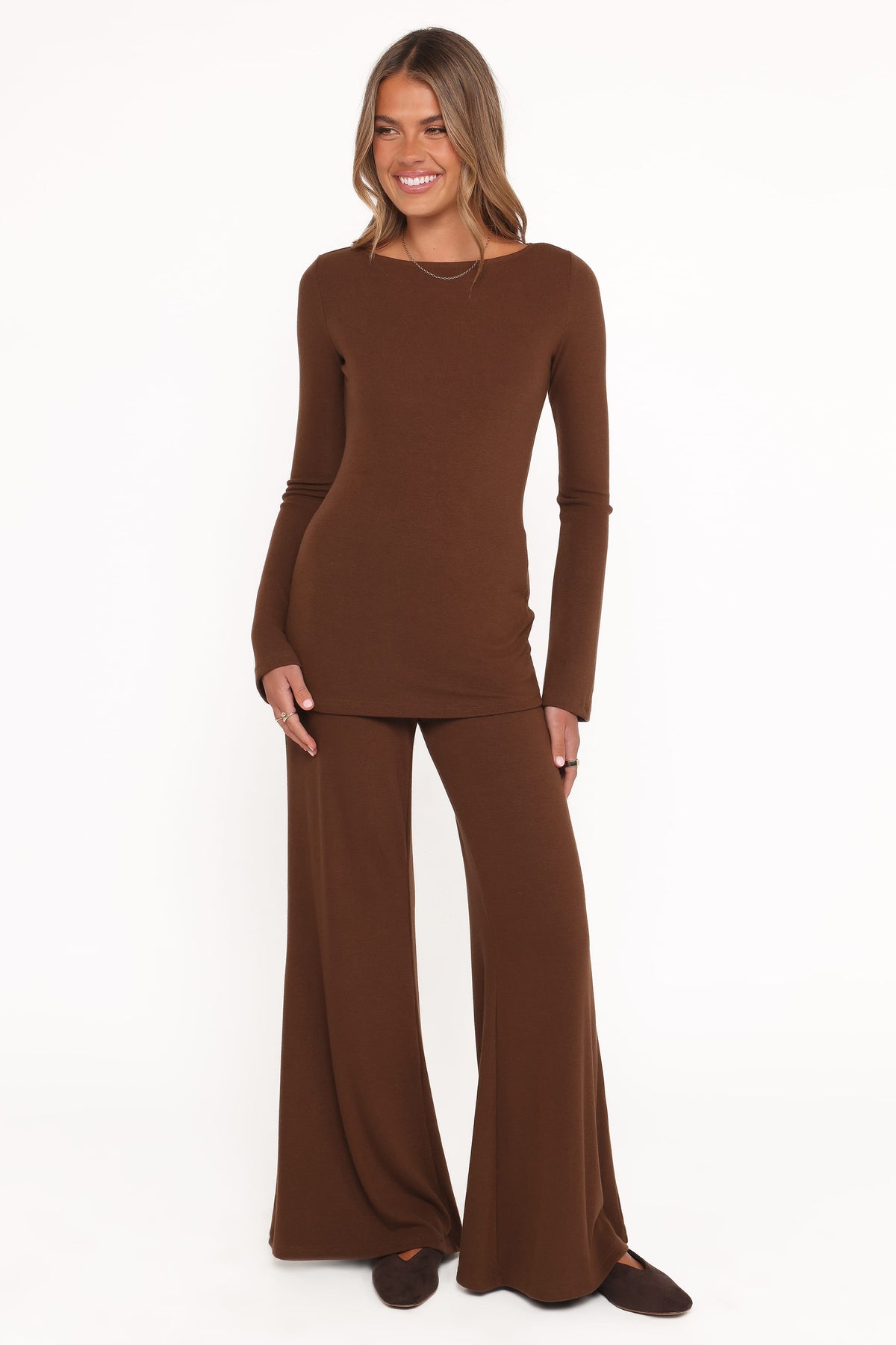 Selly Knitted Pant Set in Brown – view 2 of 8