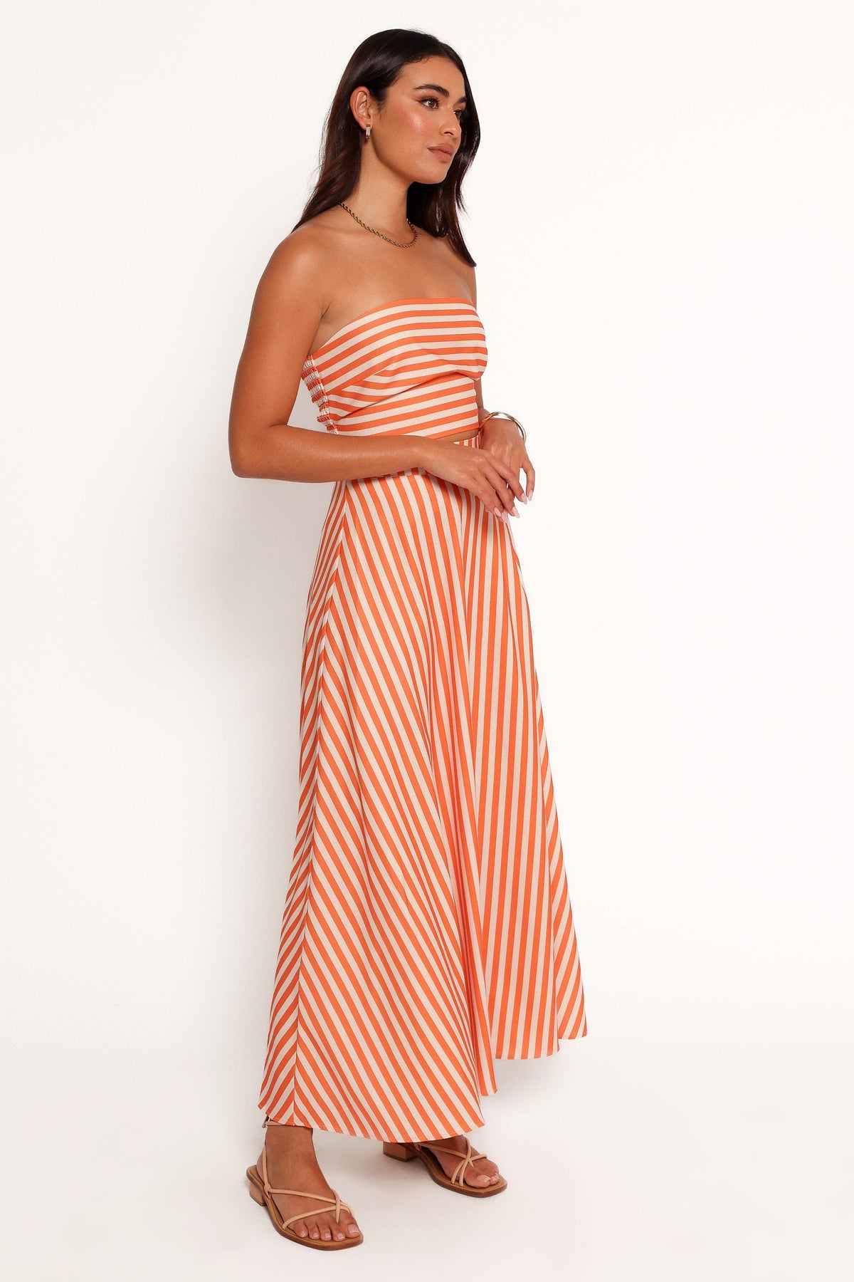 Serafina Two Piece Set in Orange Beige Stripe – view 7 of 9