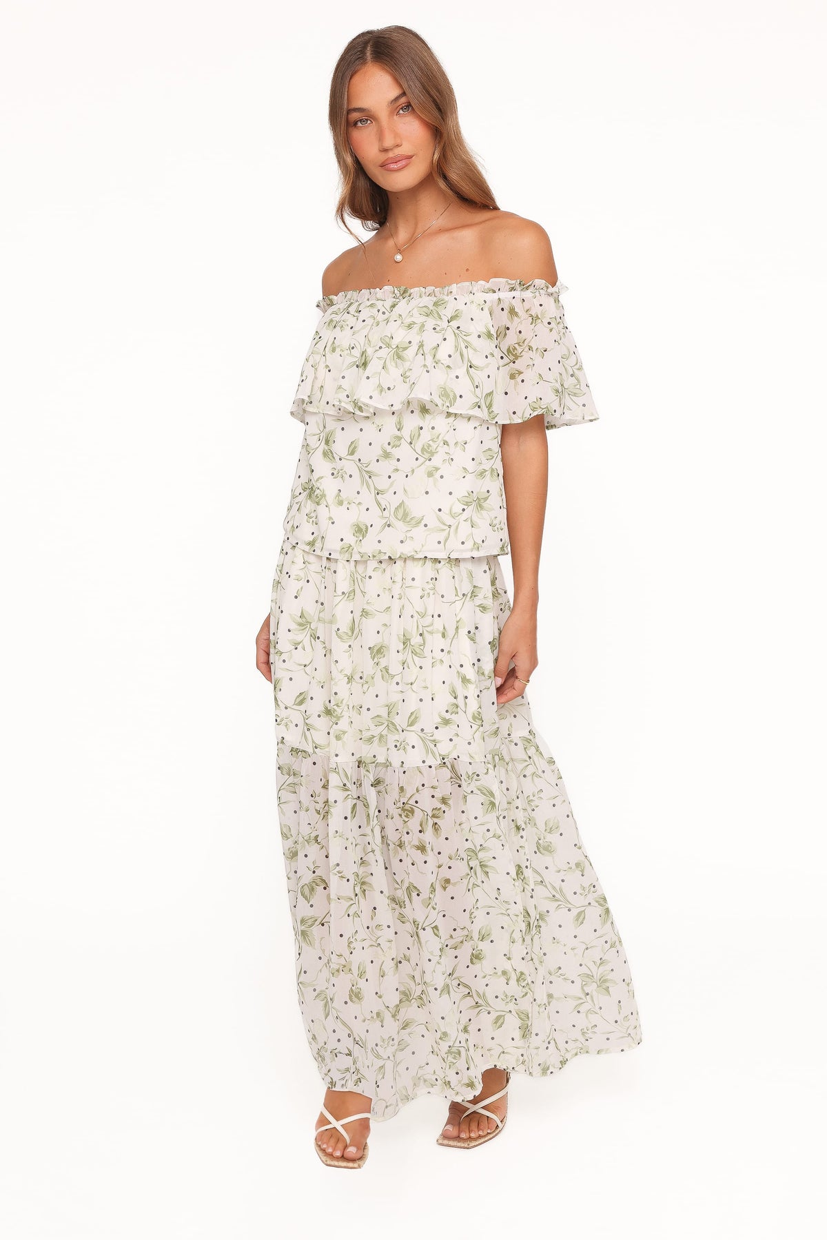 Vanessa Maxi Skirt Set in Green Leaf – view 4 of 7