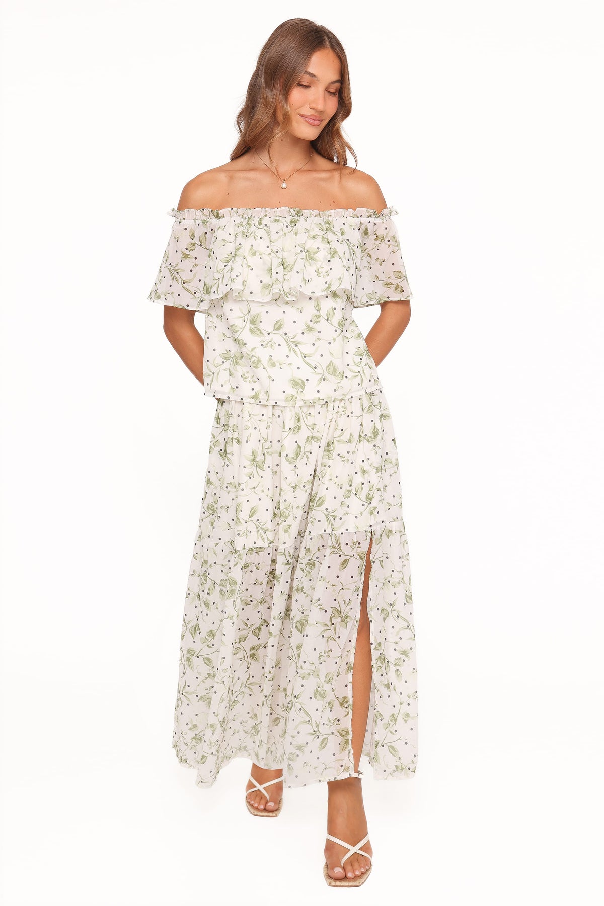 Vanessa Maxi Skirt Set in Green Leaf – view 2 of 7