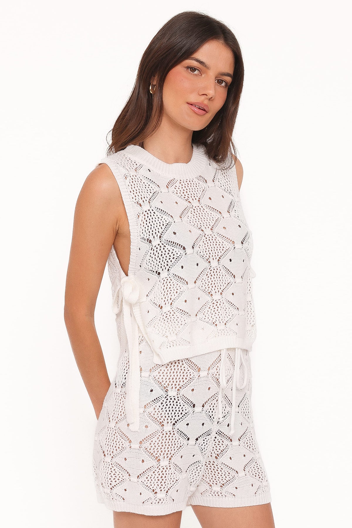 Ysabel Knitted Short Set in Cream – view 2 of 8