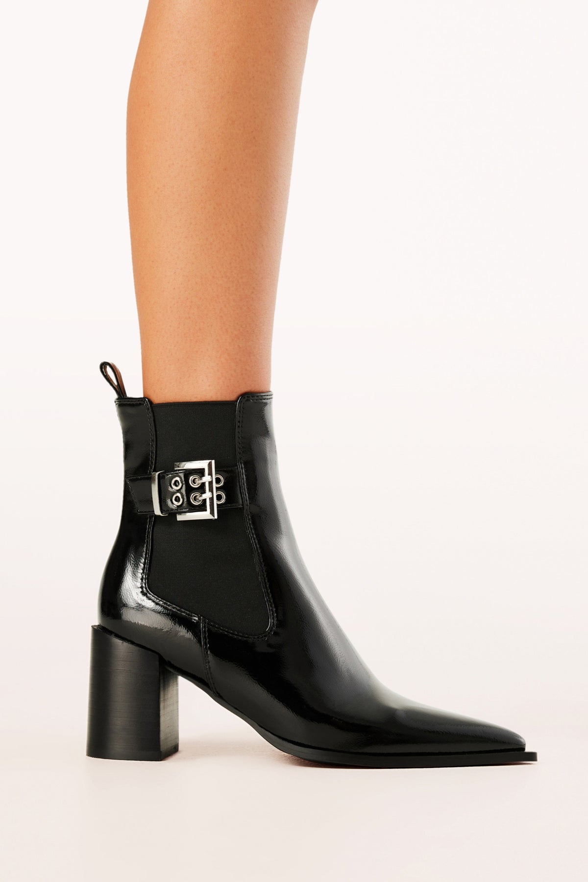 Sevara Booties in Black Crinkle Patent – view 2 of 3