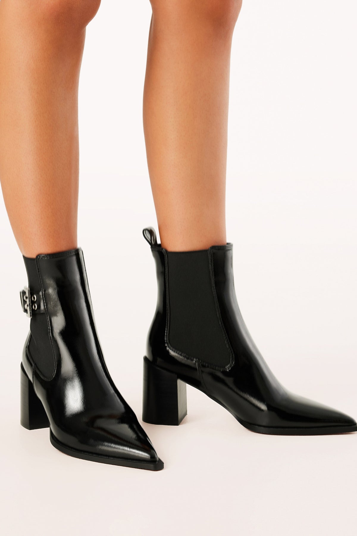 Sevara Booties in Black Crinkle Patent – view 3 of 3