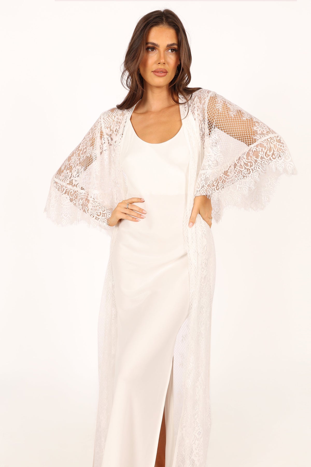 Nephele Lace Bridal Robe in Ivory – view 3 of 11