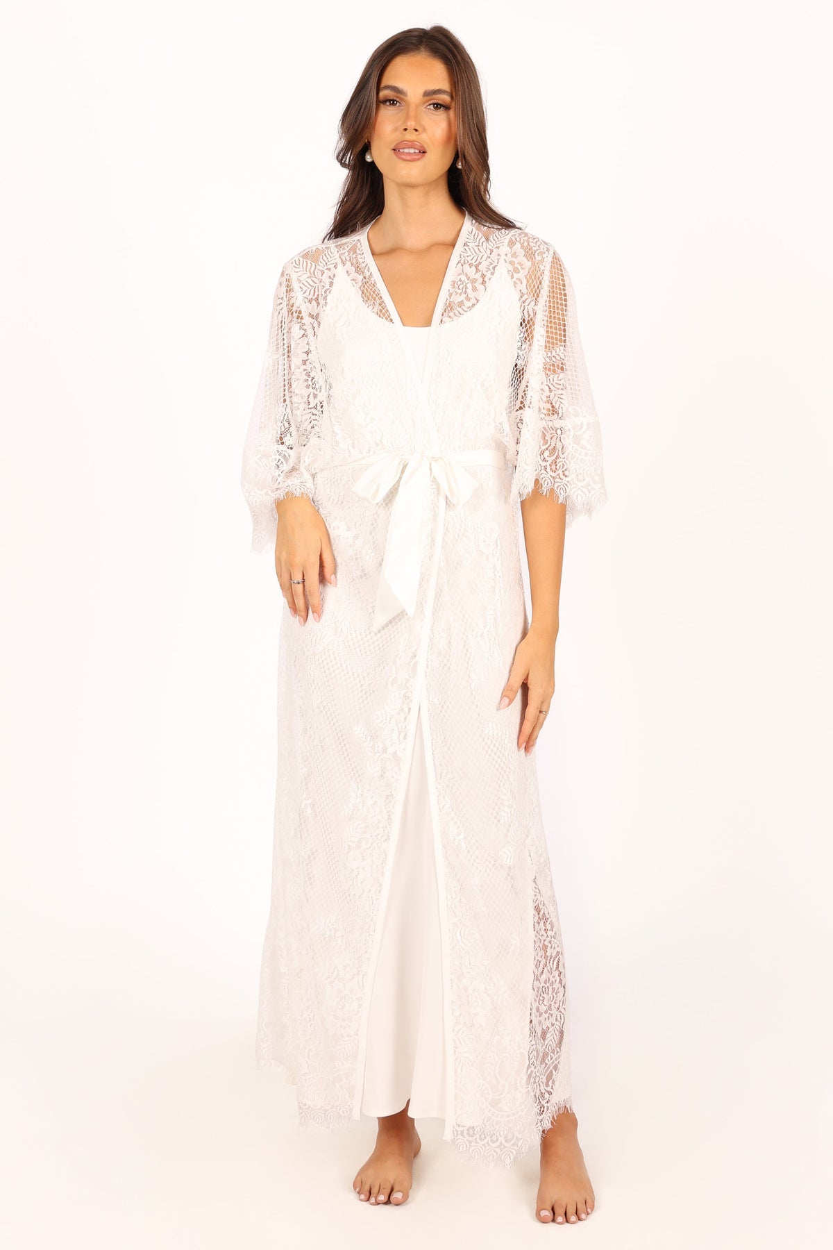 Nephele Lace Bridal Robe in Ivory – view 6 of 11