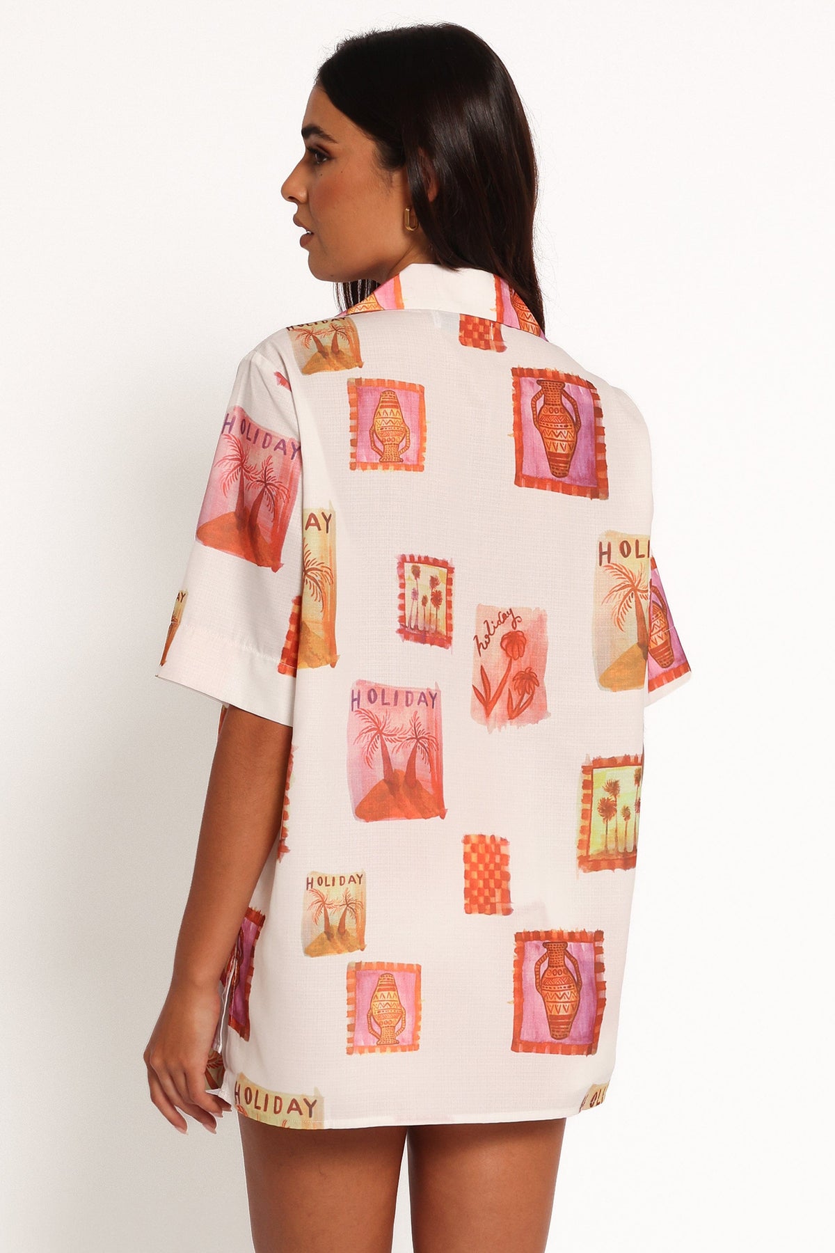Aaliyah Tie Front Top in White Multi – view 6 of 9