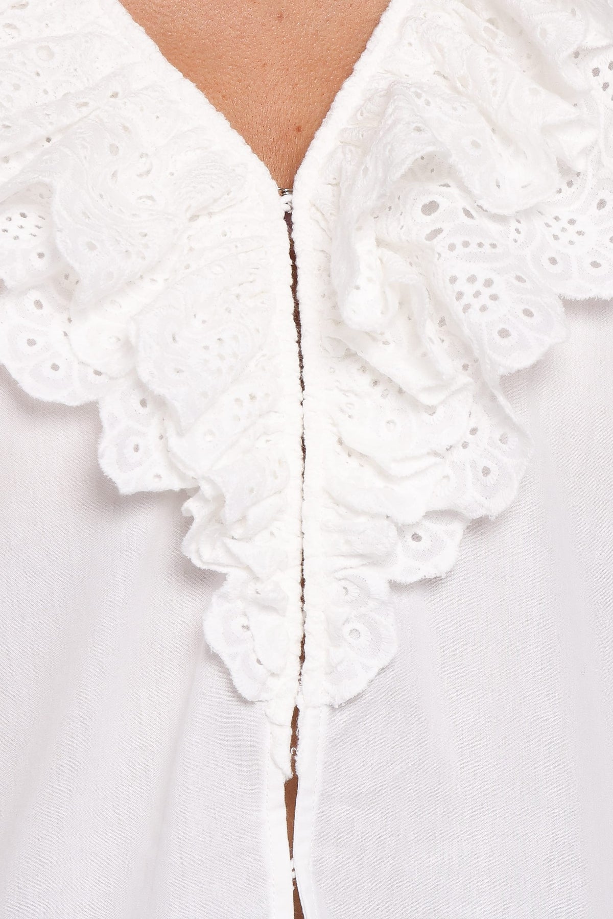 Aelwen Ruffle Blouse in White Embroidery – view 6 of 6