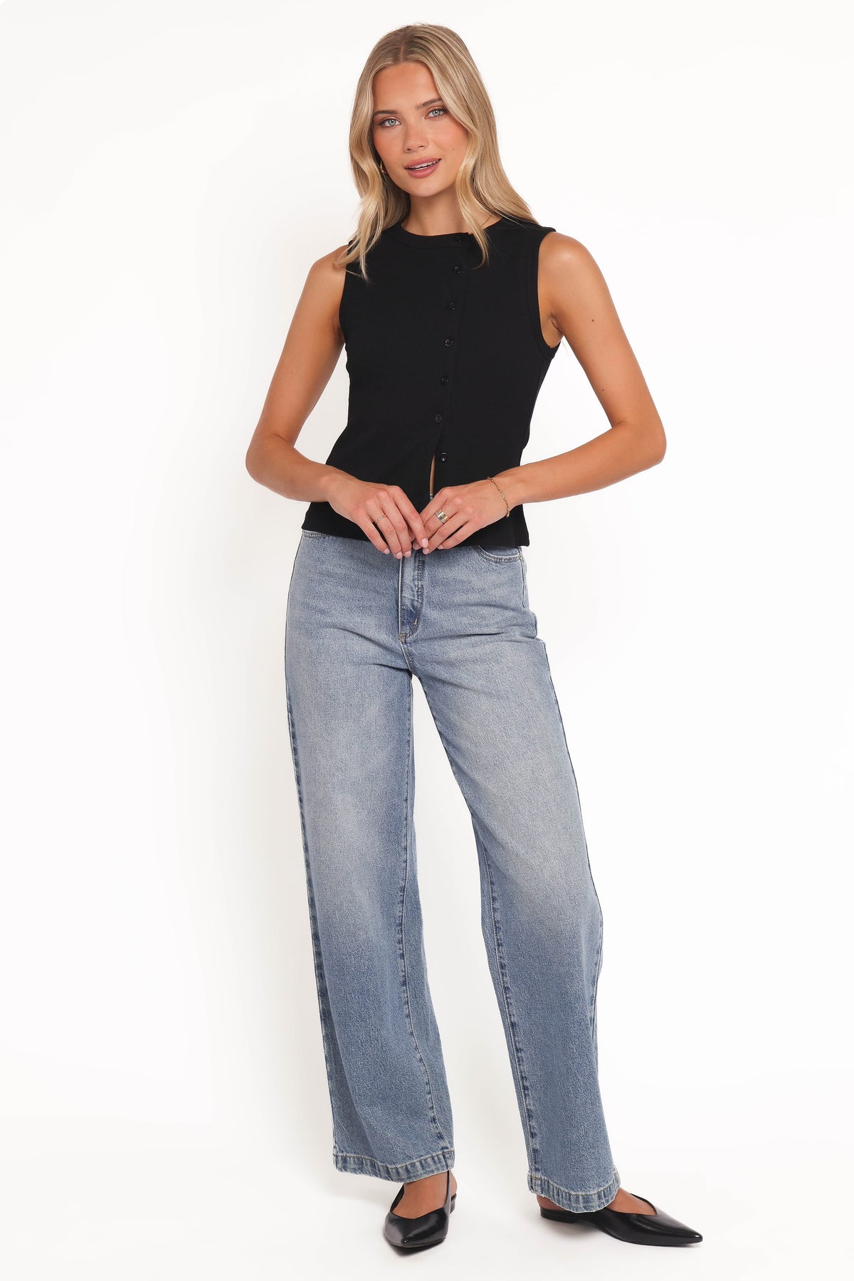 Agatha Asymmetrical Knit Top in Black – view 5 of 6