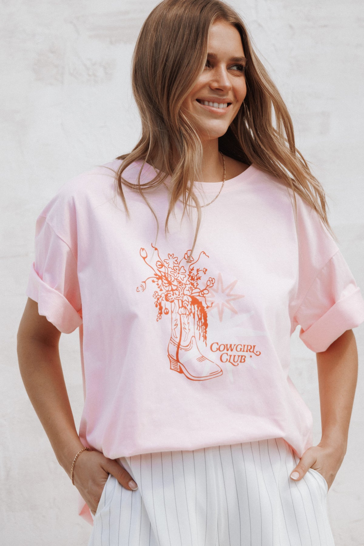 Alanna Cowgirl Club Graphic Tee in Pink – view 1 of 8