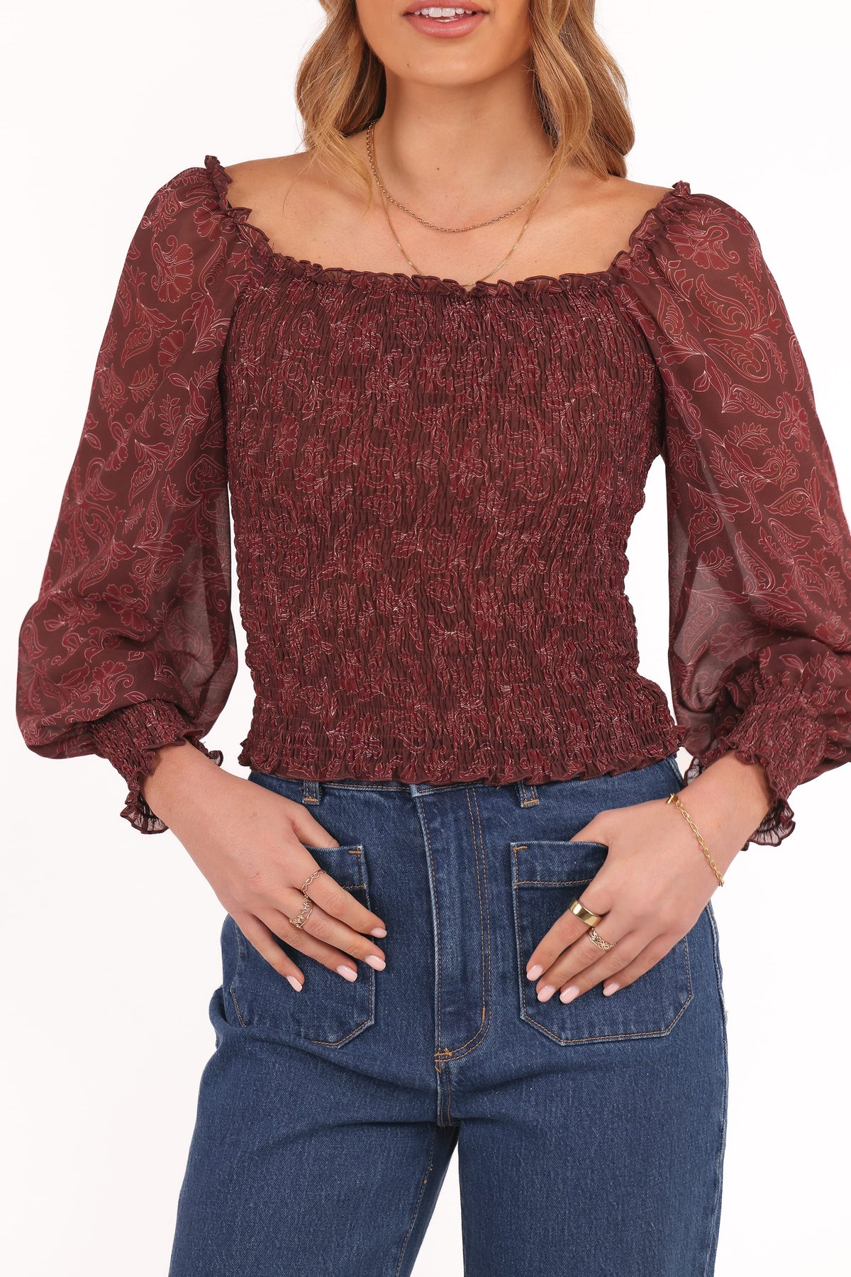 Alberta Top in Burgundy Paisley – view 3 of 6