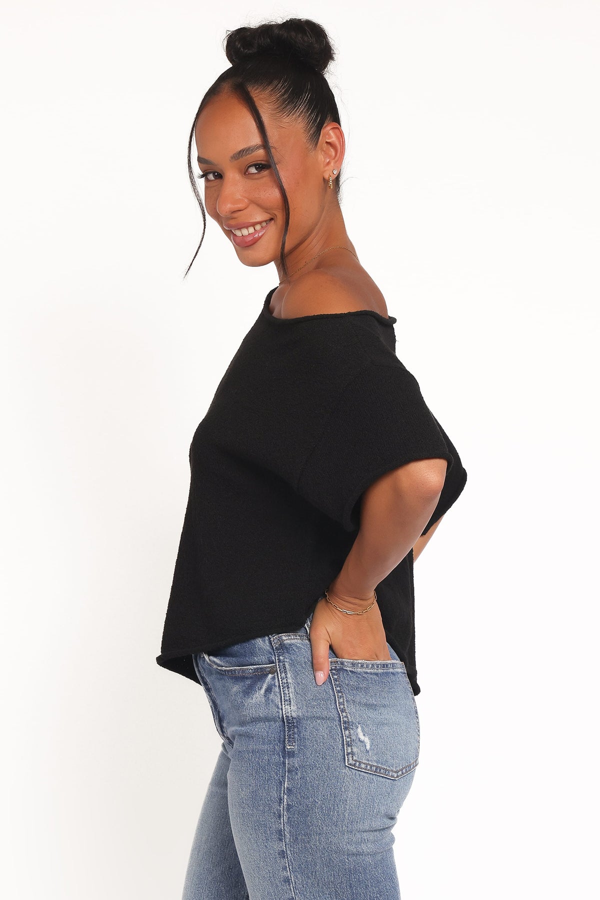 Ardena Boucle Knit Top in Black – view 3 of 6