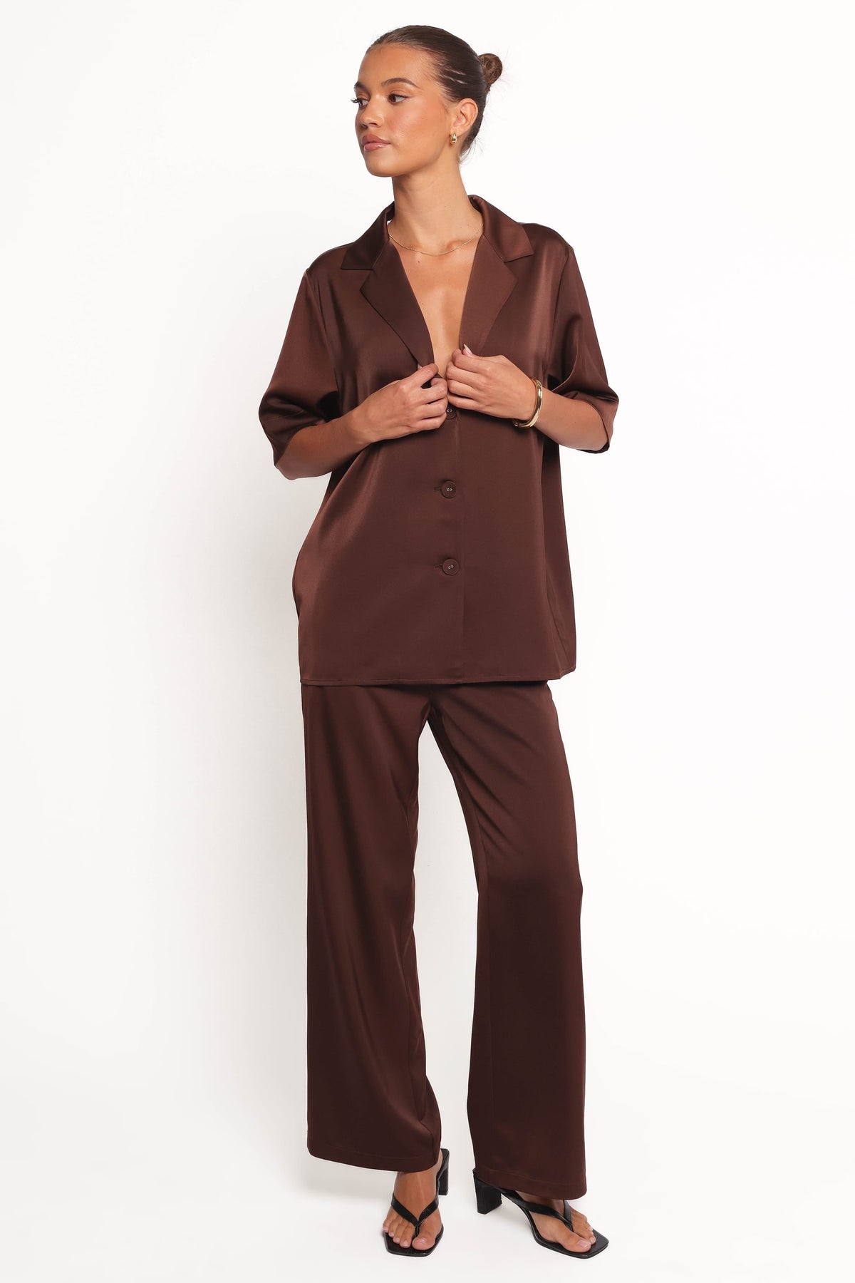 Arryn Short Sleeve Shirt in Chocolate Brown – view 3 of 7