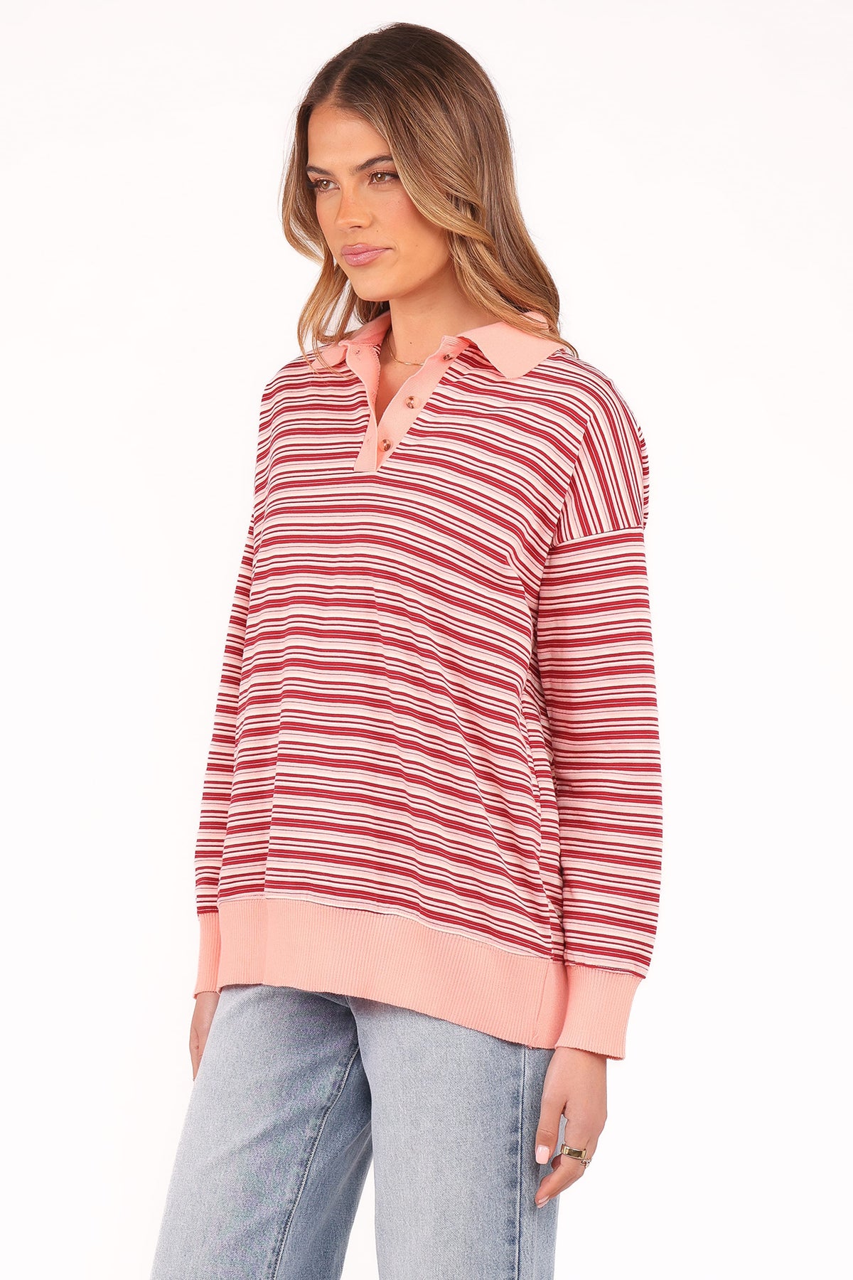 Beau Long Sleeve Jersey Top in Pink Stripe – view 4 of 9