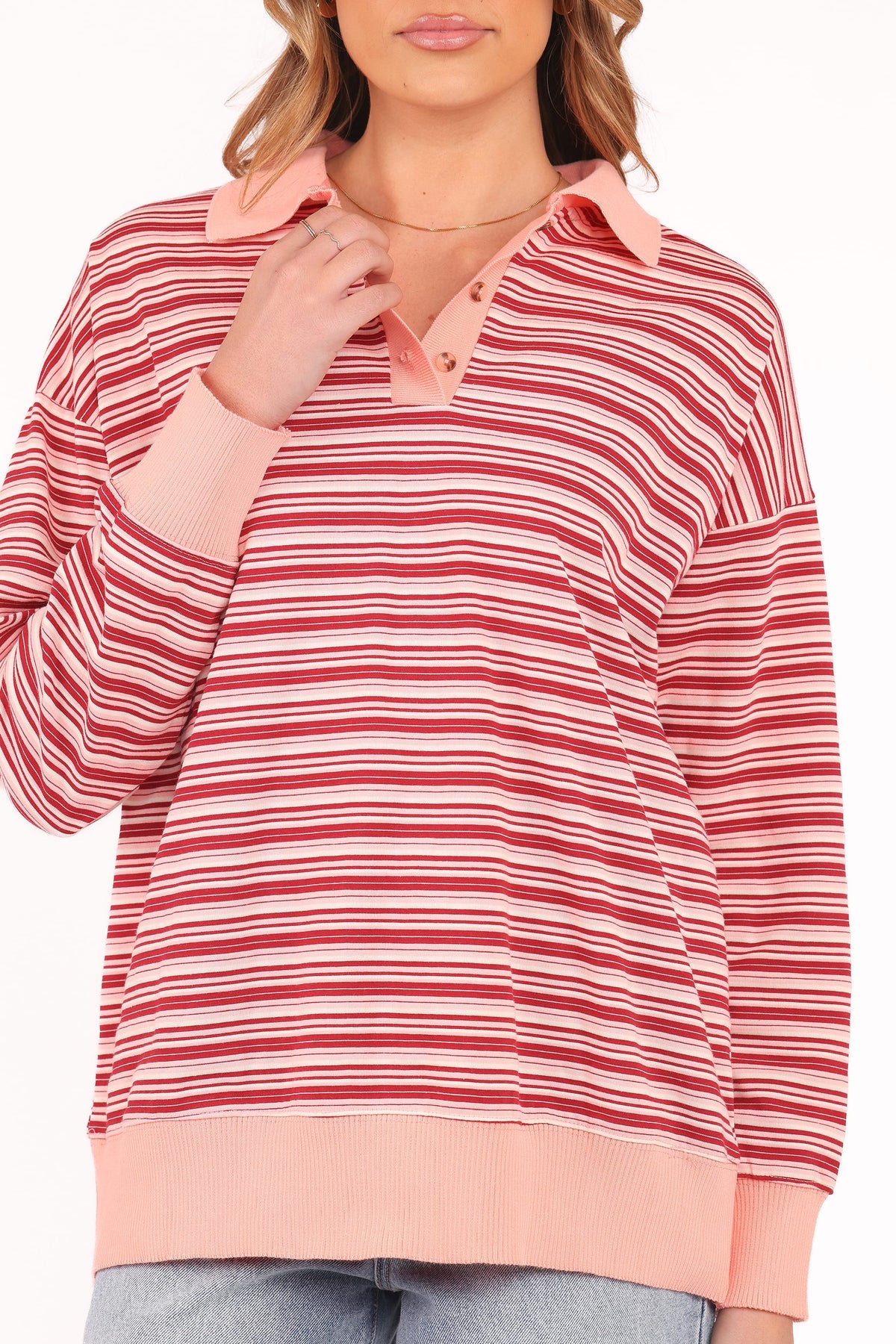 Beau Long Sleeve Jersey Top in Pink Stripe – view 3 of 9