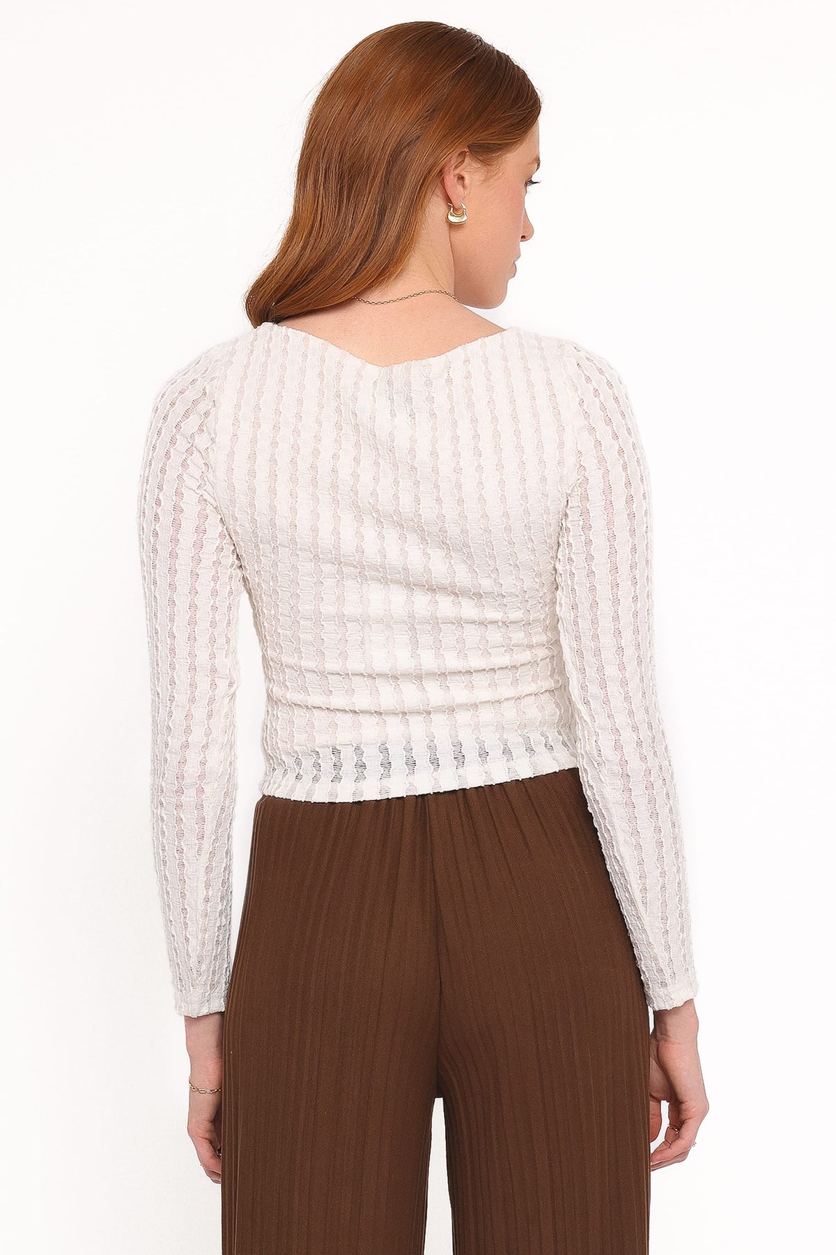 Bellatrix Textured Knit Top in Cream – view 4 of 6