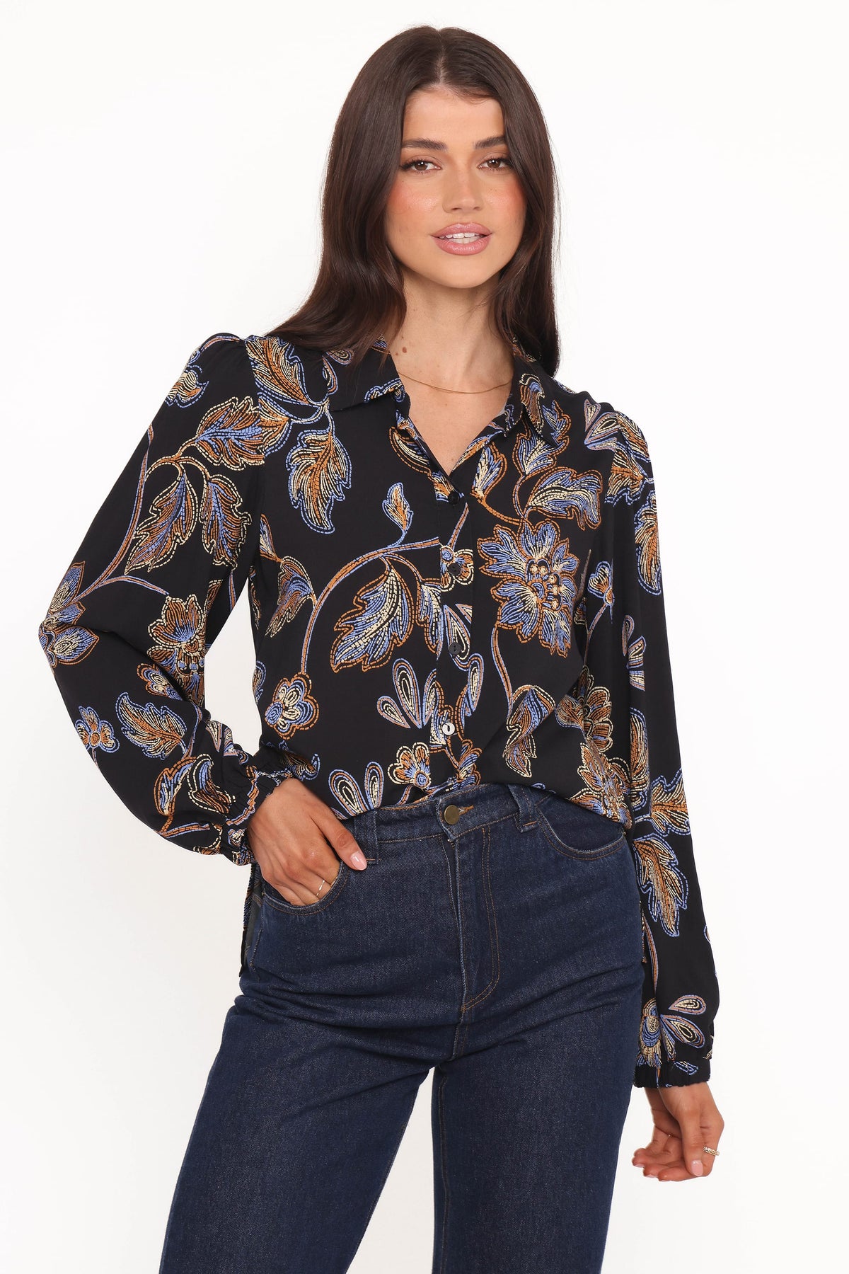Bennett Shirt in Black Floral – view 1 of 6