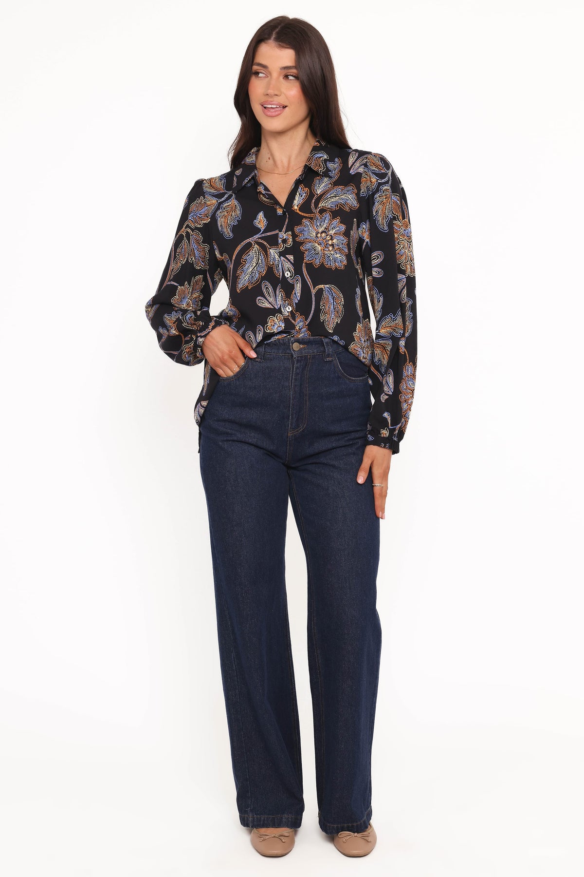 Bennett Shirt in Black Floral – view 5 of 6