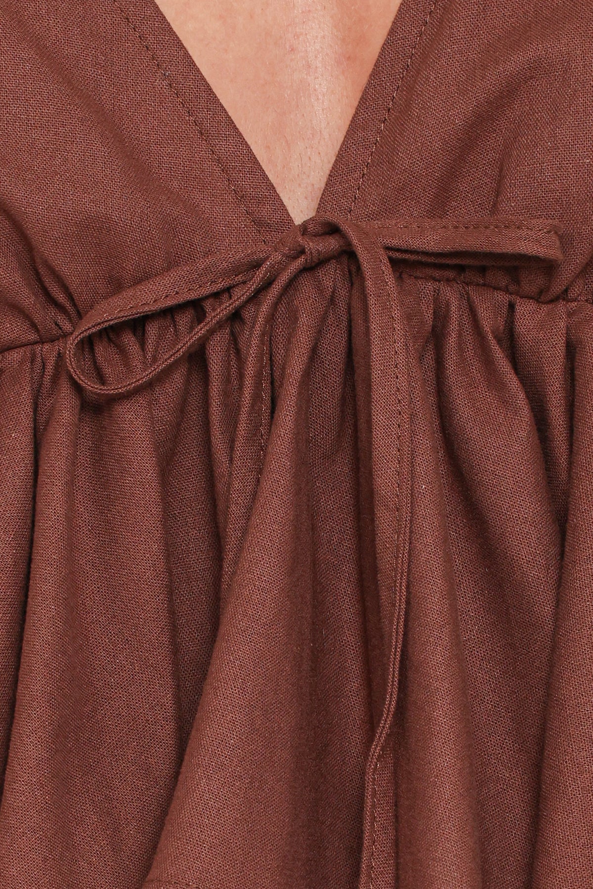 Brienne Tie Front Top in Chocolate – view 7 of 7