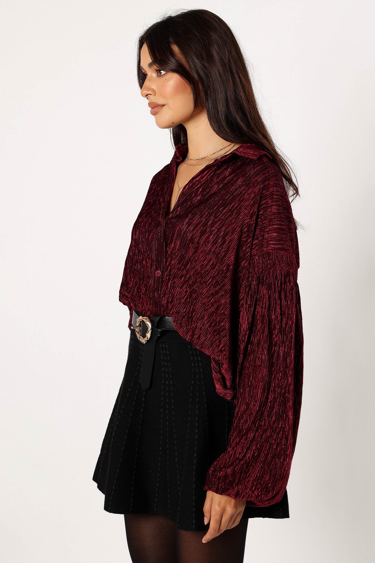 Cadence Long Sleeve Top in Burgundy – view 2 of 8