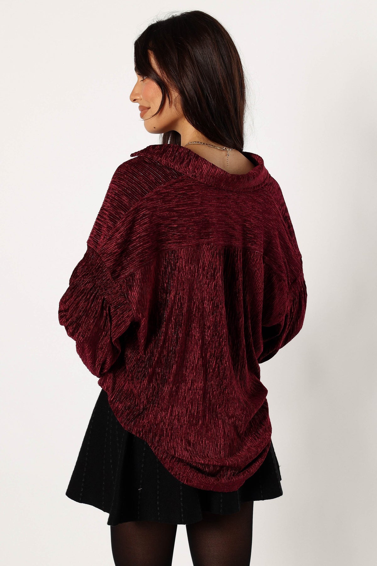 Cadence Long Sleeve Top in Burgundy – view 4 of 8