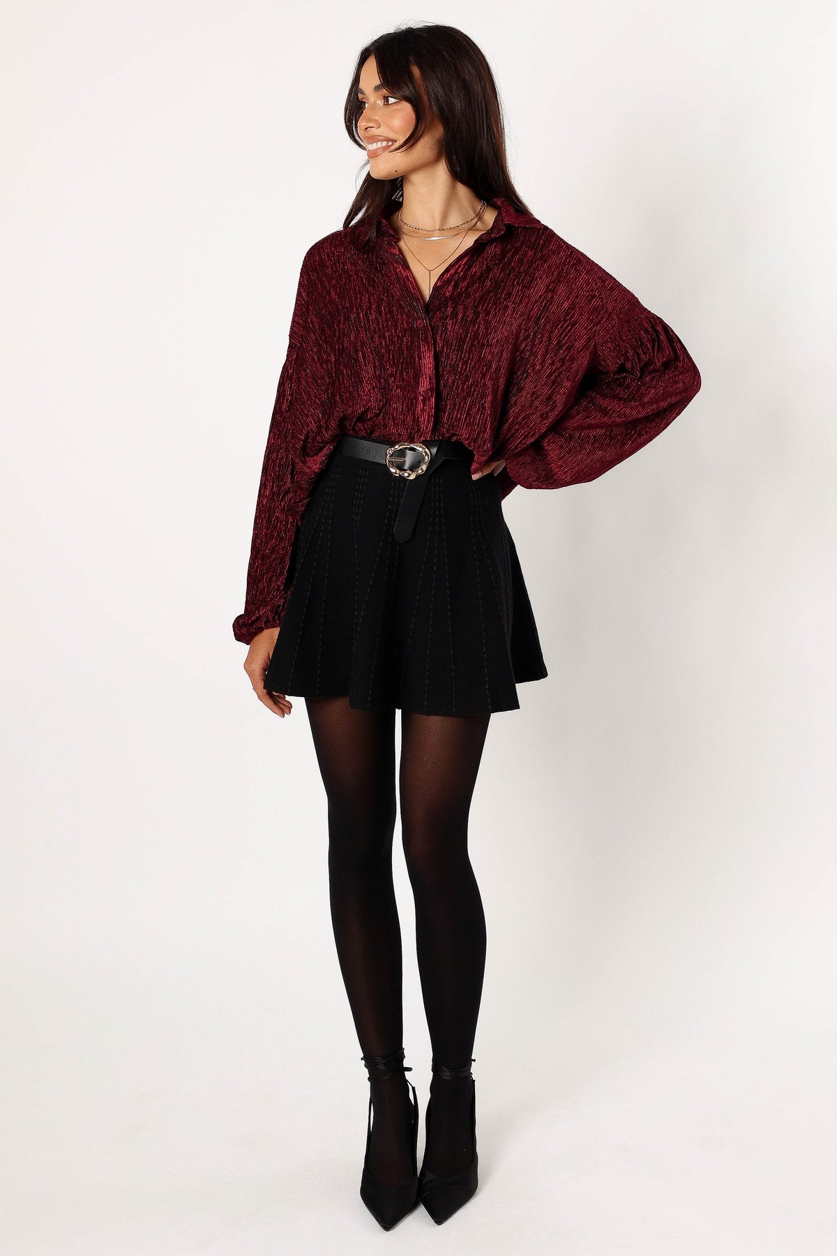 Cadence Long Sleeve Top in Burgundy – view 7 of 8