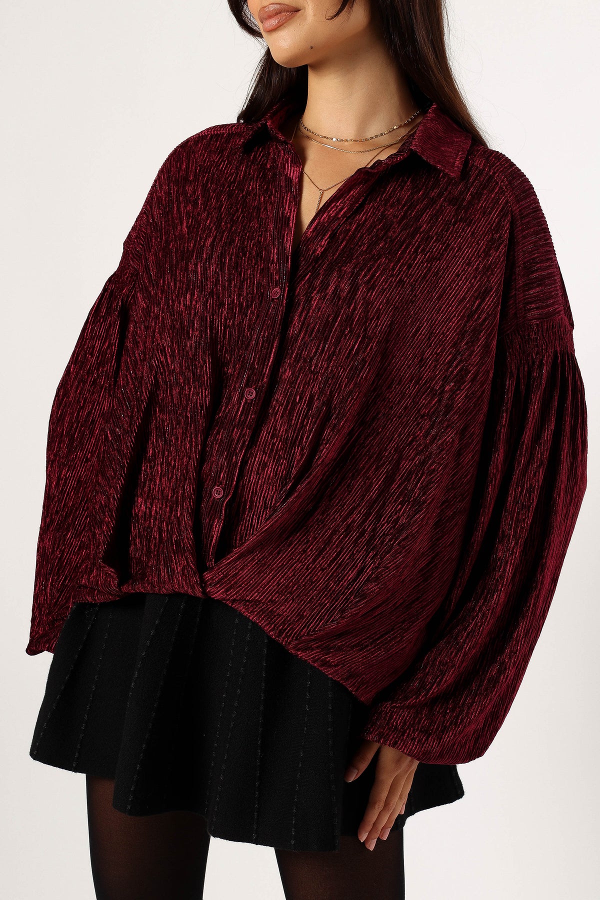 Cadence Long Sleeve Top in Burgundy – view 6 of 8