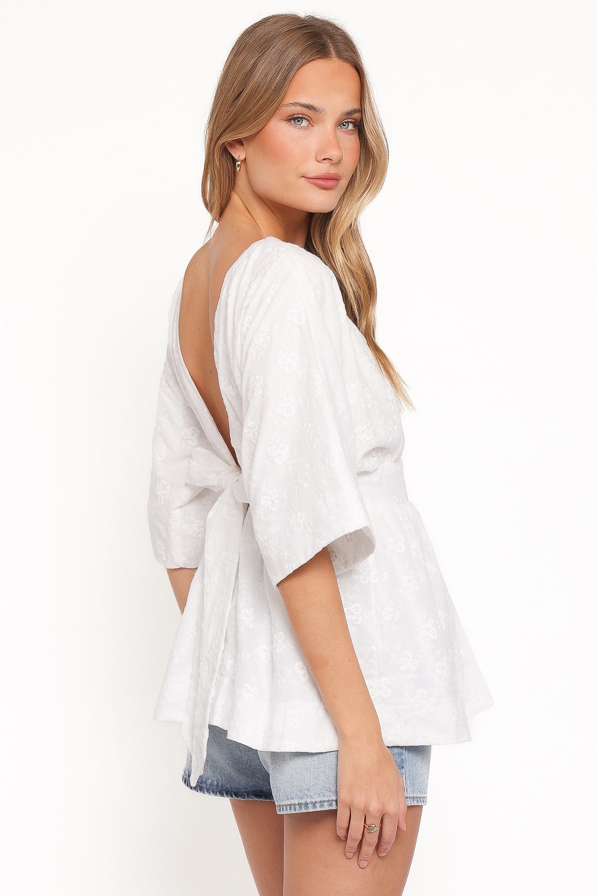 Camila Open Back Top in White Embroidery – view 5 of 8