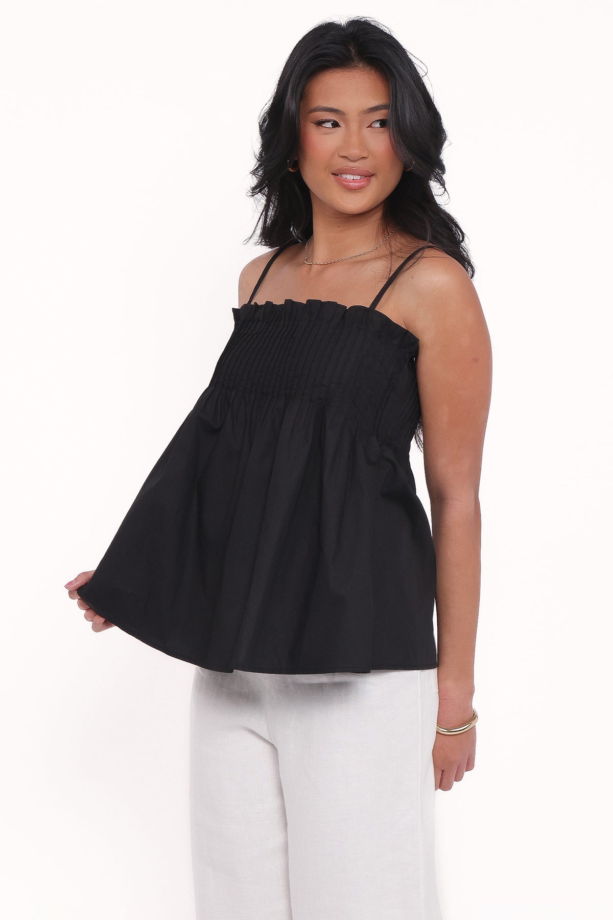 Carson Pleated Top in Black – view 4 of 7