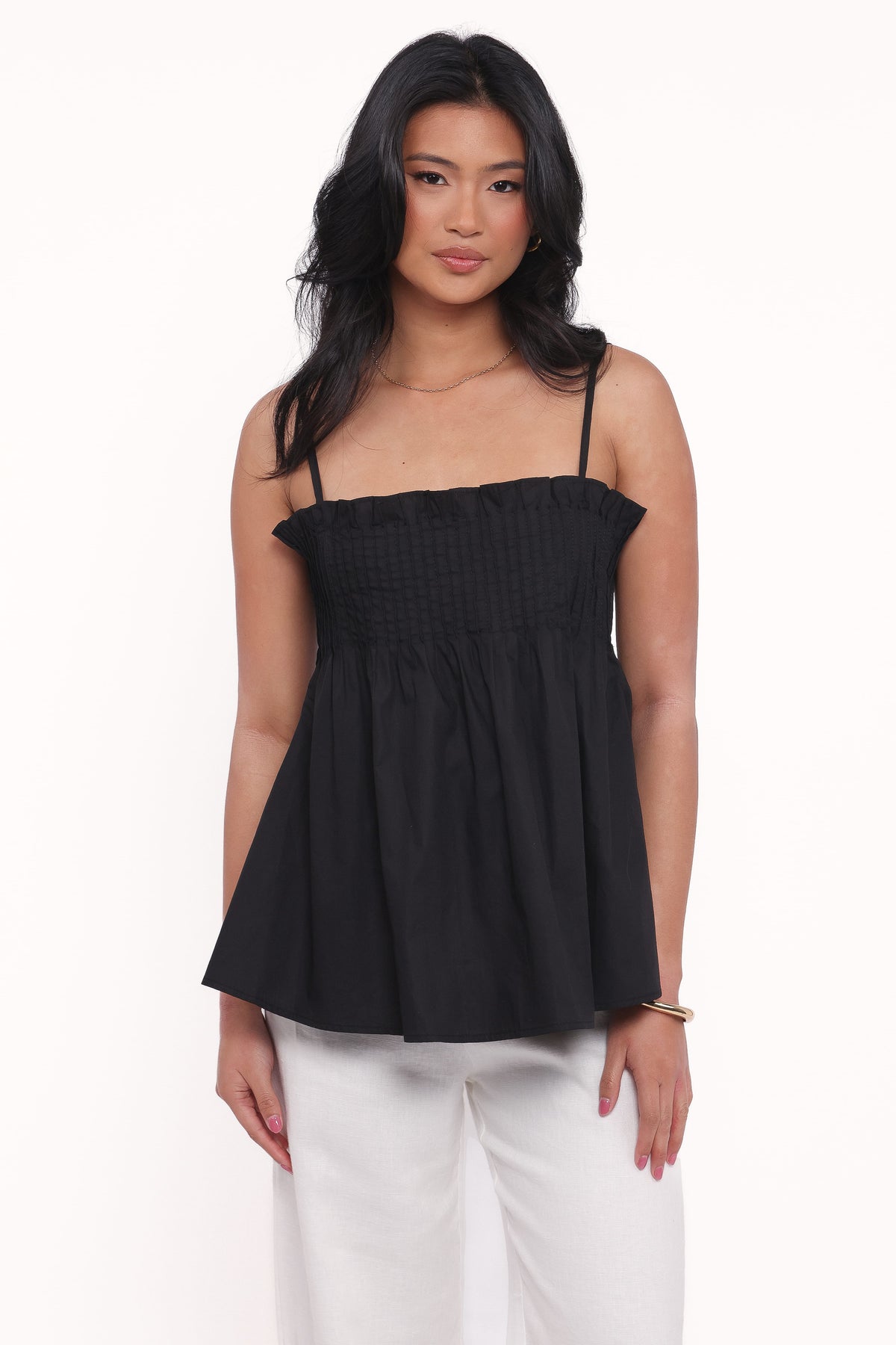 Carson Pleated Top in Black – view 2 of 7
