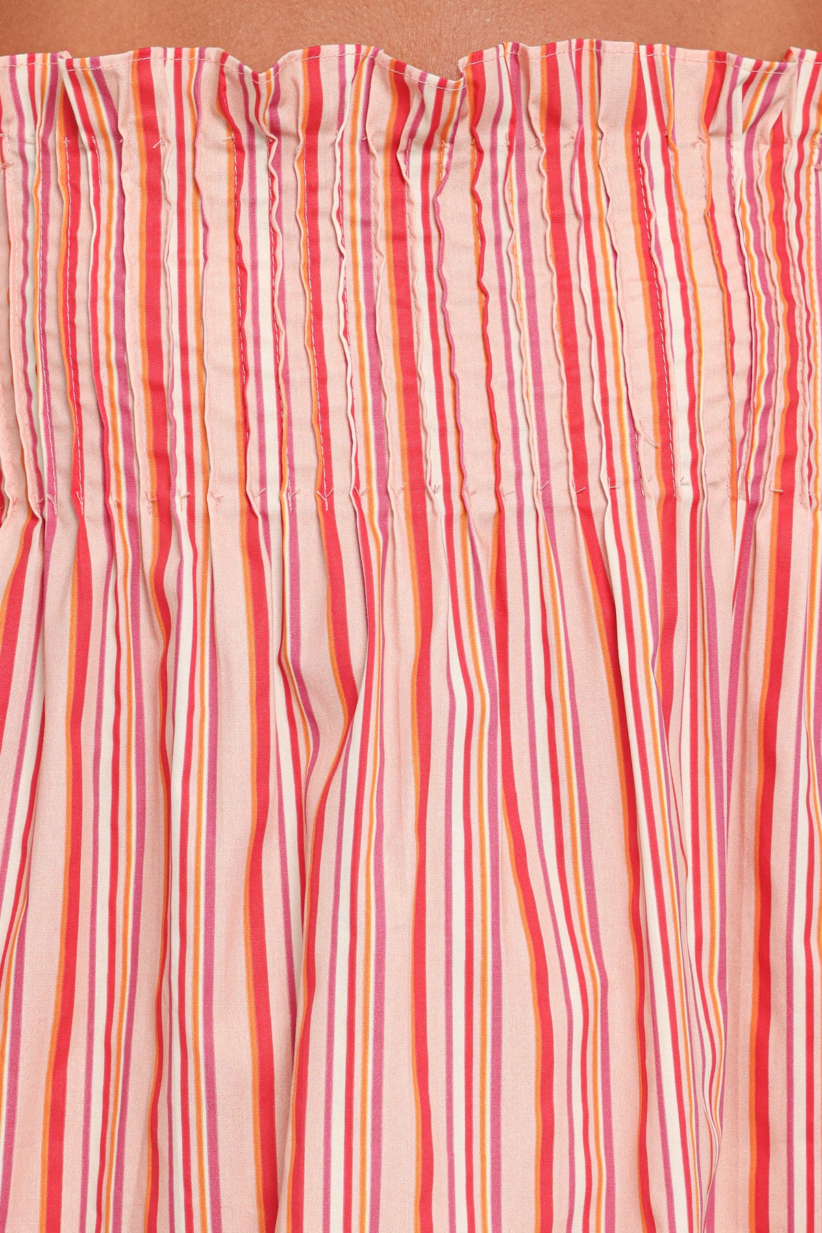 Carson Pleated Top in Peach Stripe – view 8 of 9