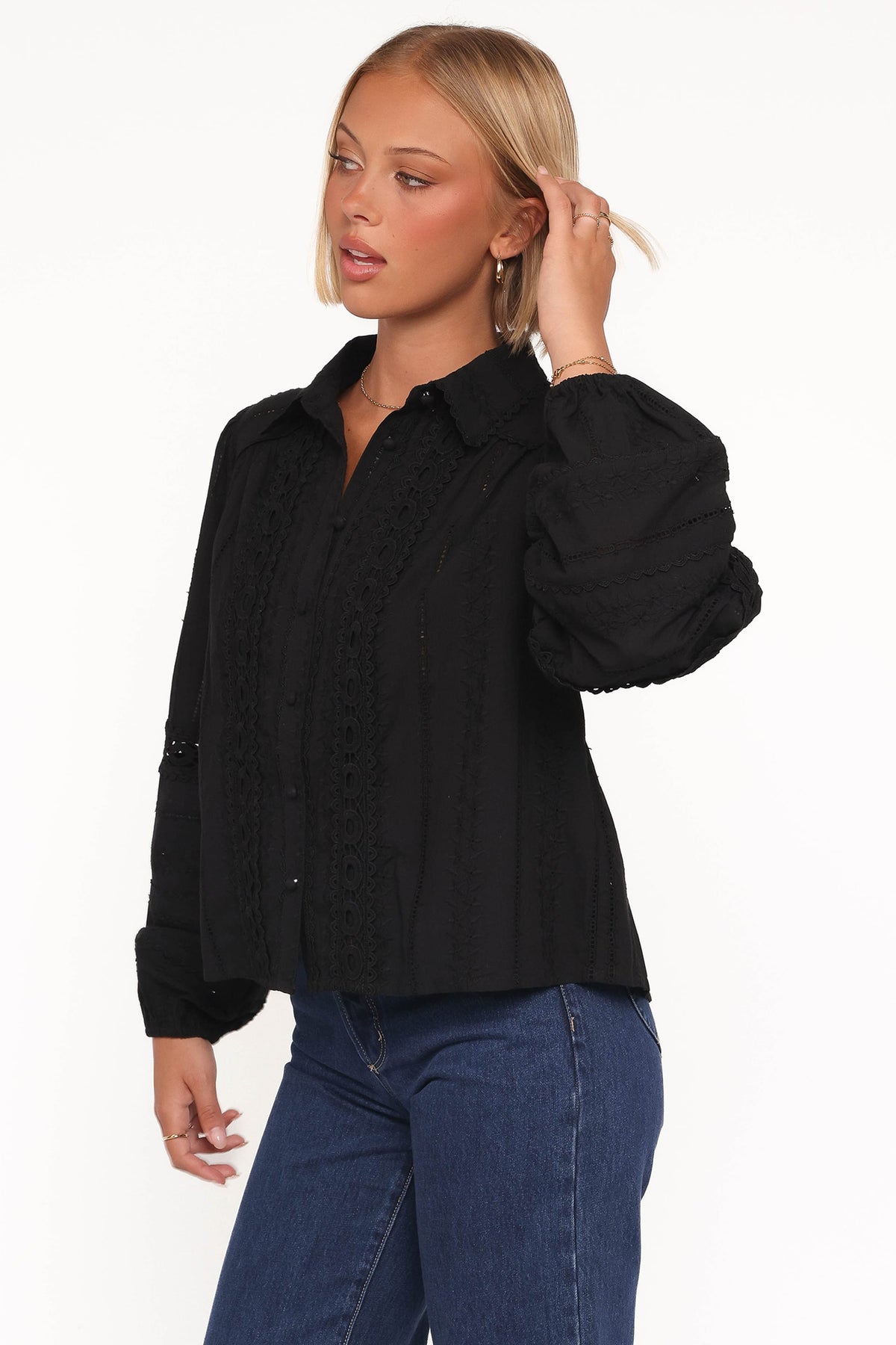 Catania Lace Inset Top in Black – view 3 of 6