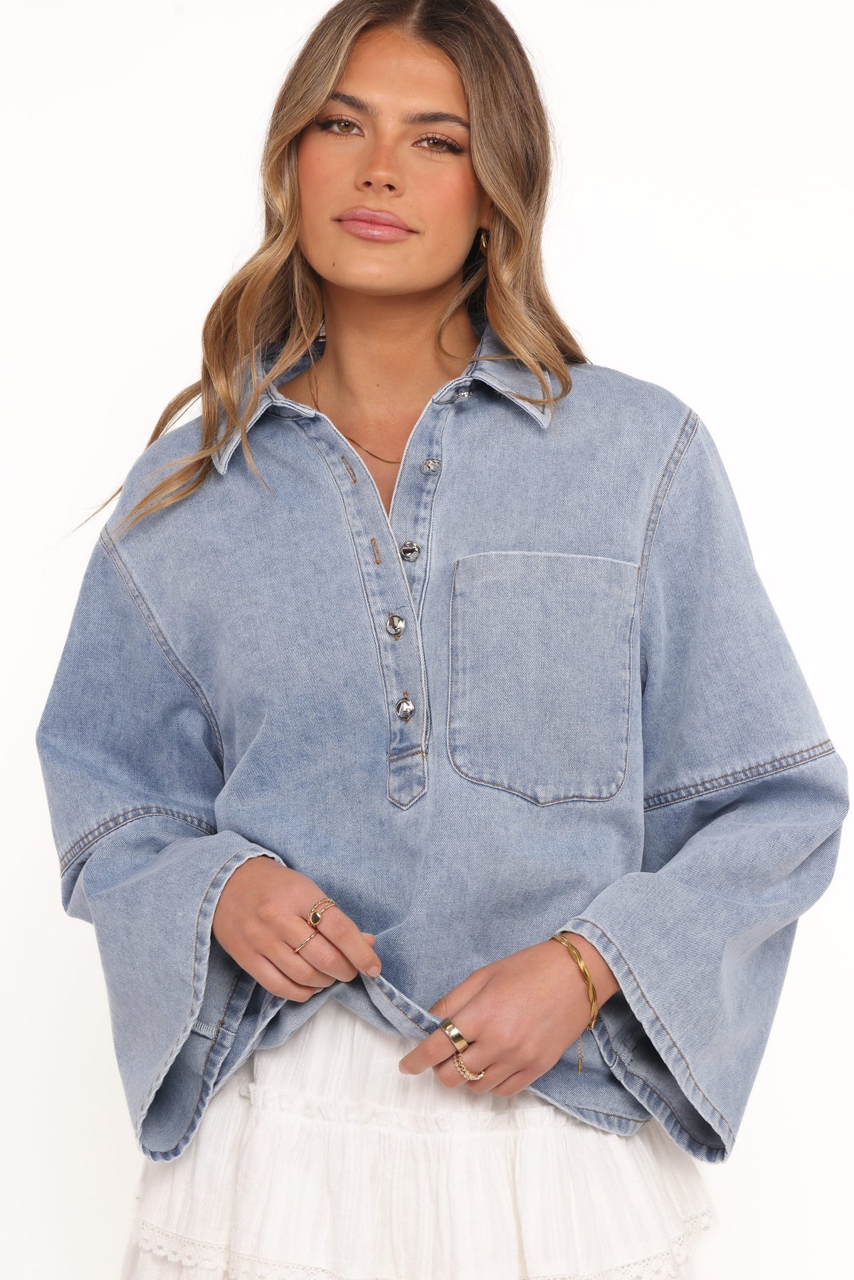 Celestia Denim Top in Light Wash – view 1 of 7