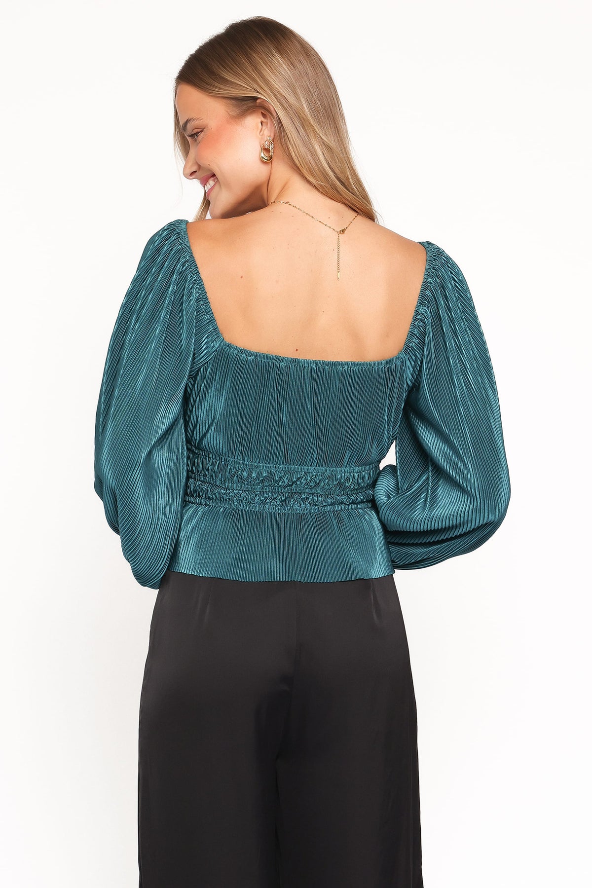 Ceppia Plisse Top in Green – view 4 of 6