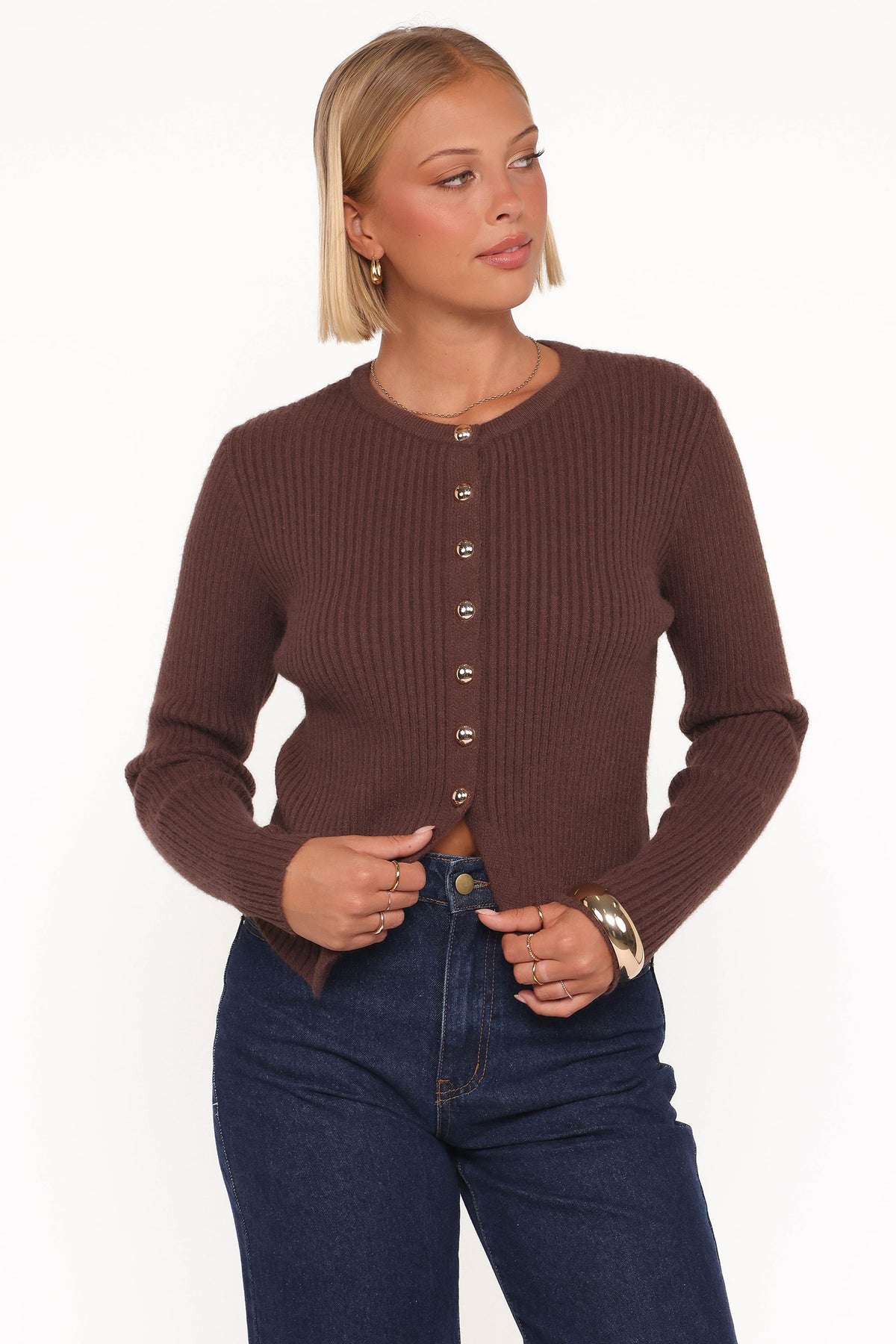 Circe Cardigan Top in Chocolate – view 1 of 6