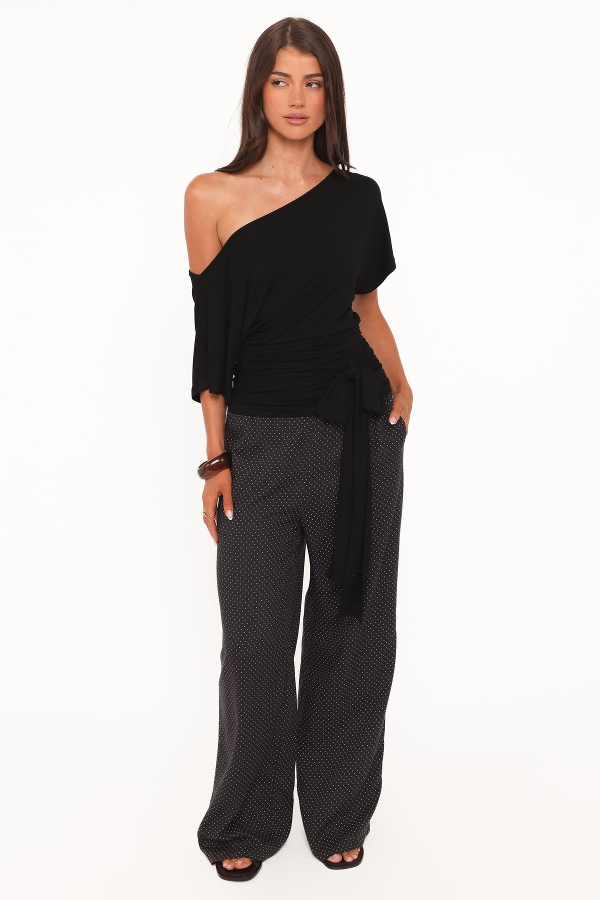 Clarke Off The Shoulder Tie Top in Black – view 6 of 8