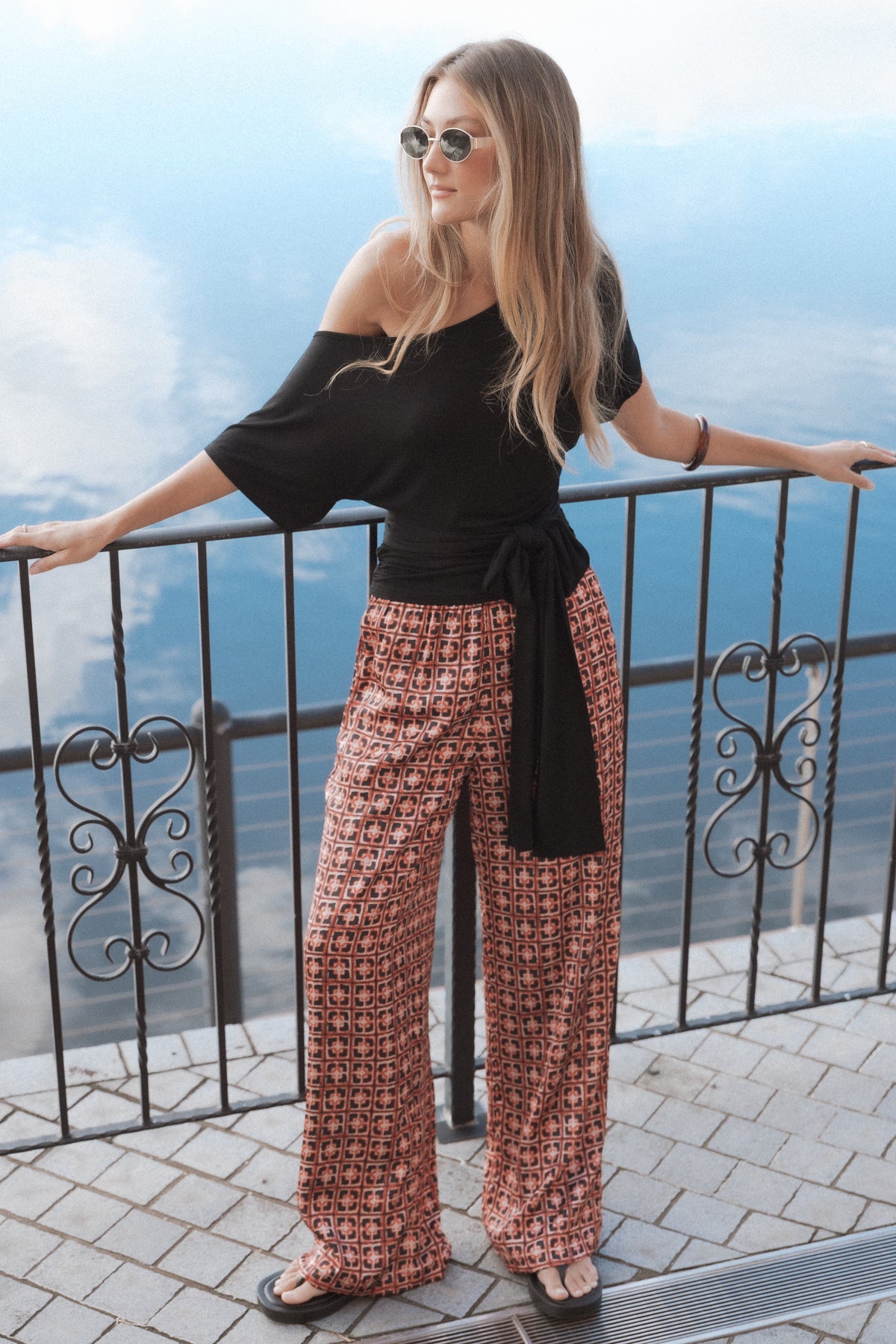Clarke Off The Shoulder Tie Top in Black – view 8 of 8