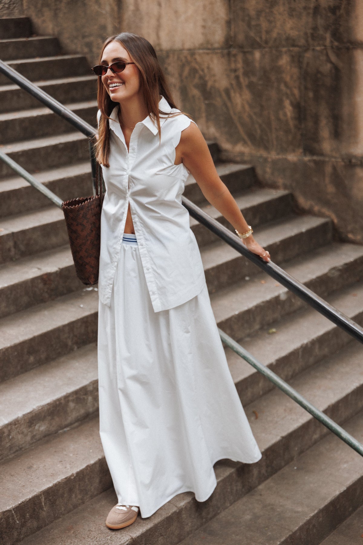 Deirdre Scallop Button Up Shirt in White – view 8 of 8